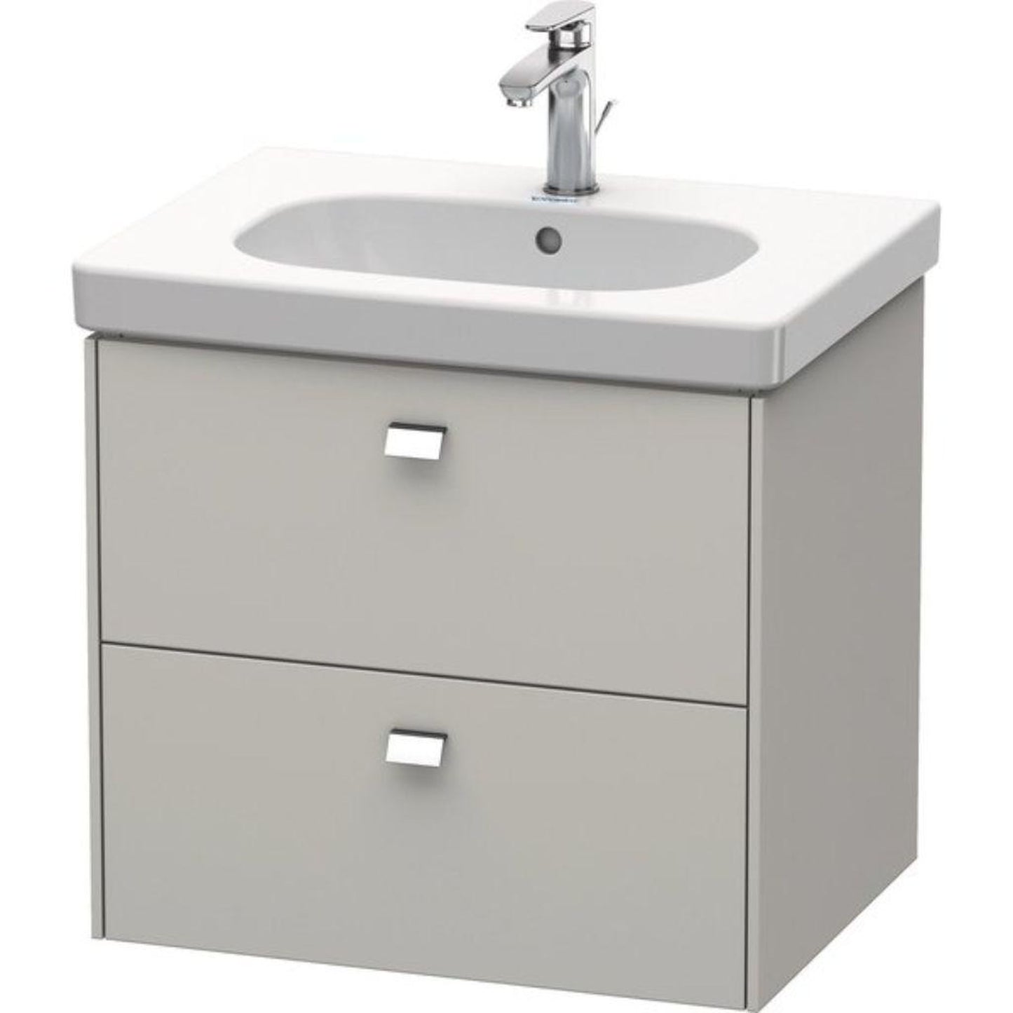 Duravit Brioso BR41450 24" x 22" x 18" Two Drawer Wall-Mount Vanity Unit in Concrete Grey Matt and Chrome Handle