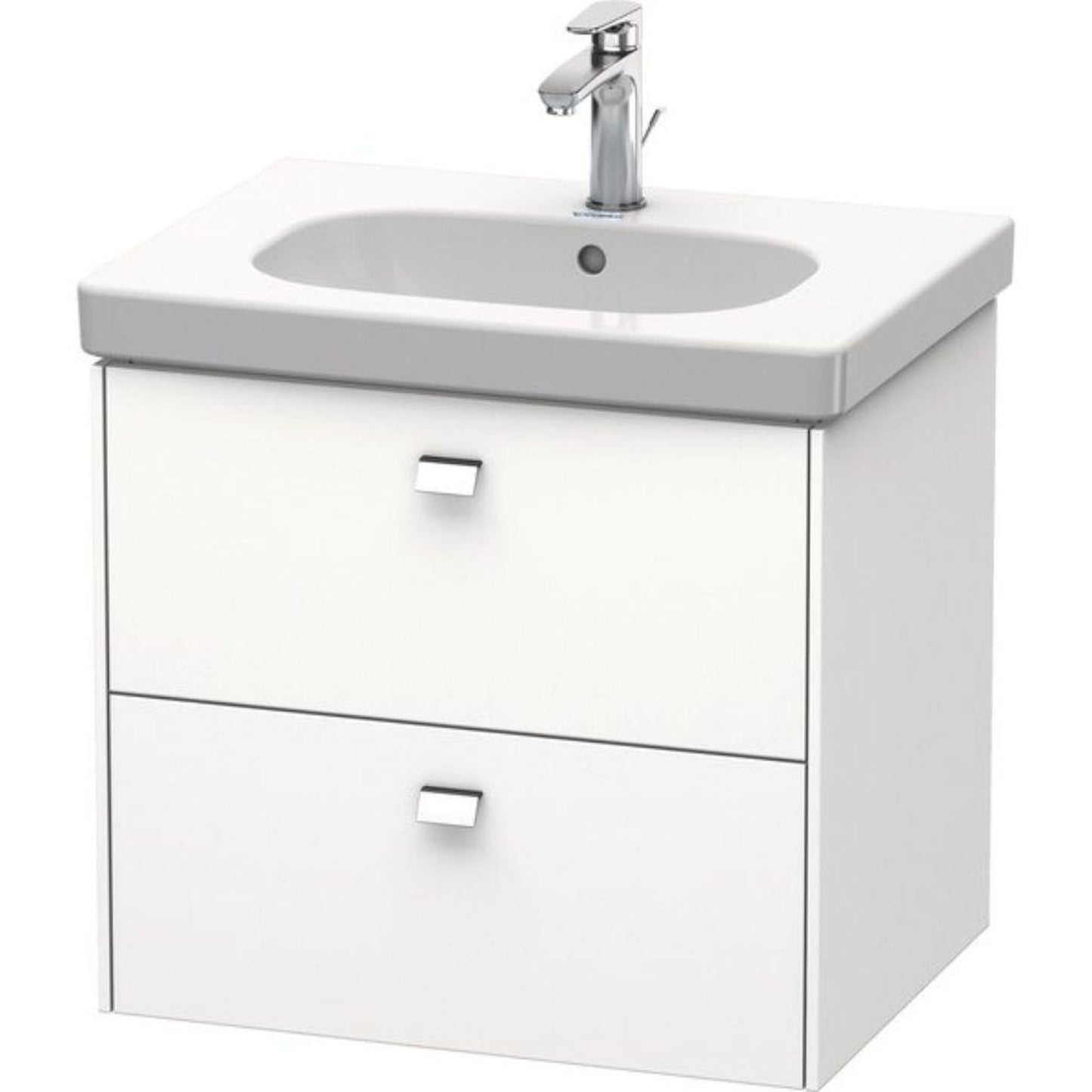 Duravit Brioso BR41450 24" x 22" x 18" Two Drawer Wall-Mount Vanity Unit in White Matt and Chrome Handle