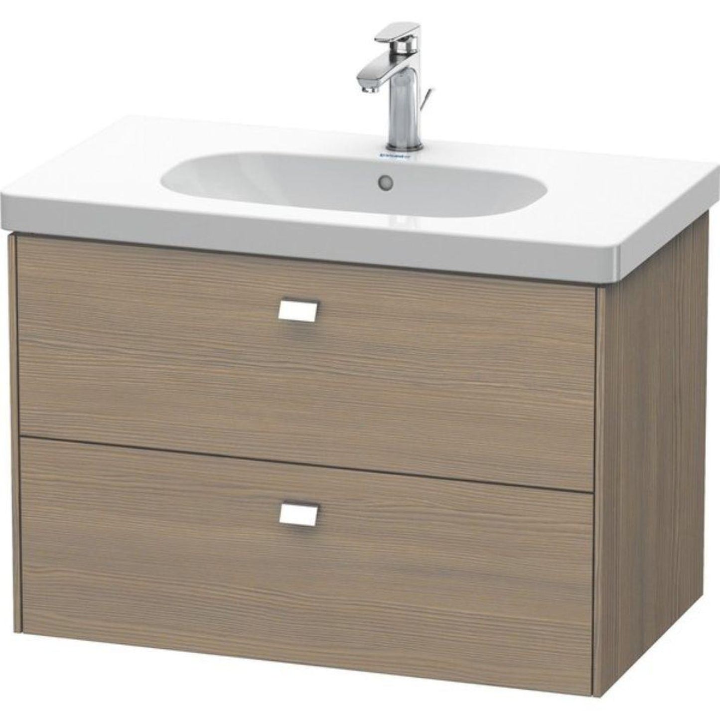 Duravit Brioso BR41460 32" x 22" x 18" Two Drawer Wall-Mount Vanity Unit in Oak Terra and Chrome Handle