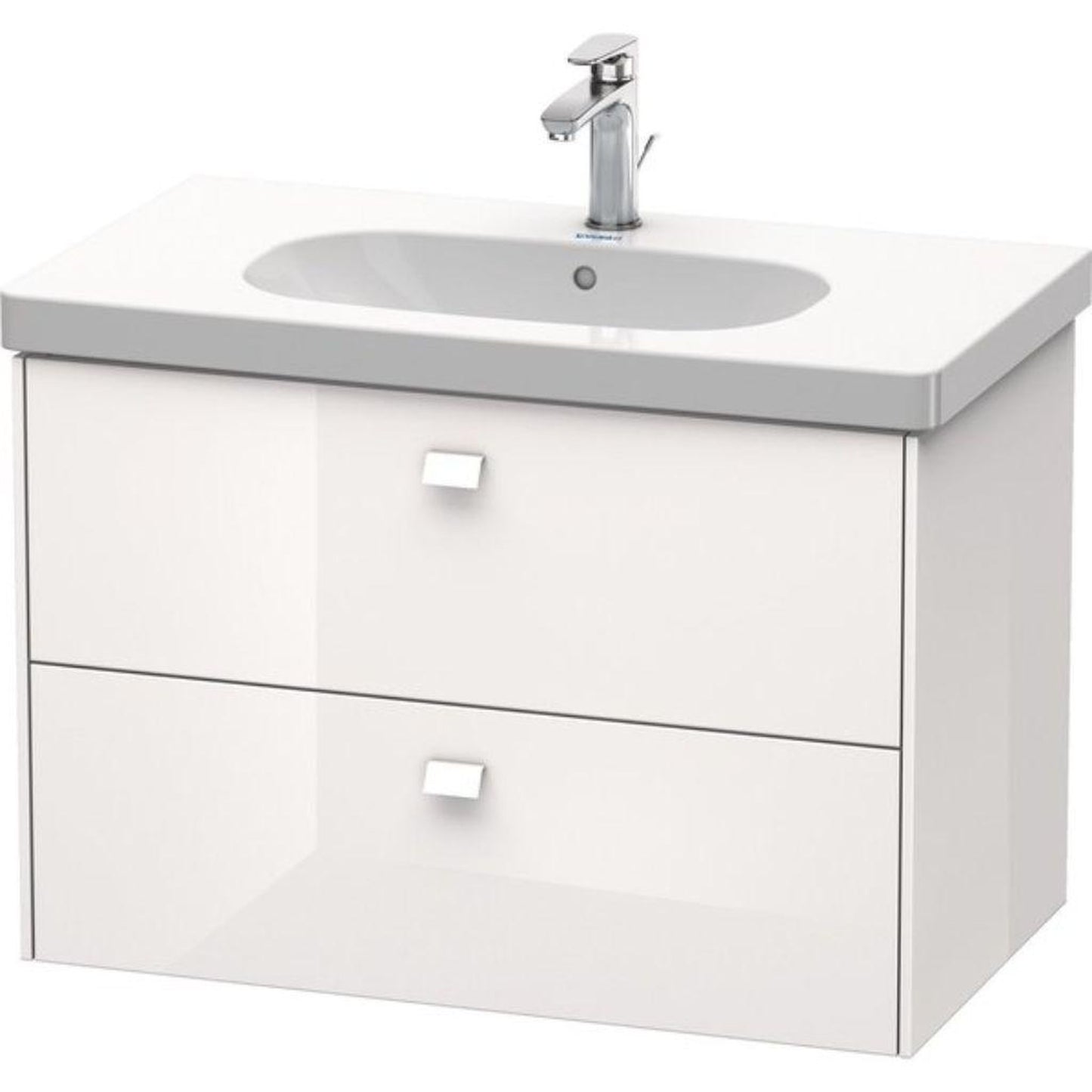 Duravit Brioso BR41460 32" x 22" x 18" Two Drawer Wall-Mount Vanity Unit in White High Gloss