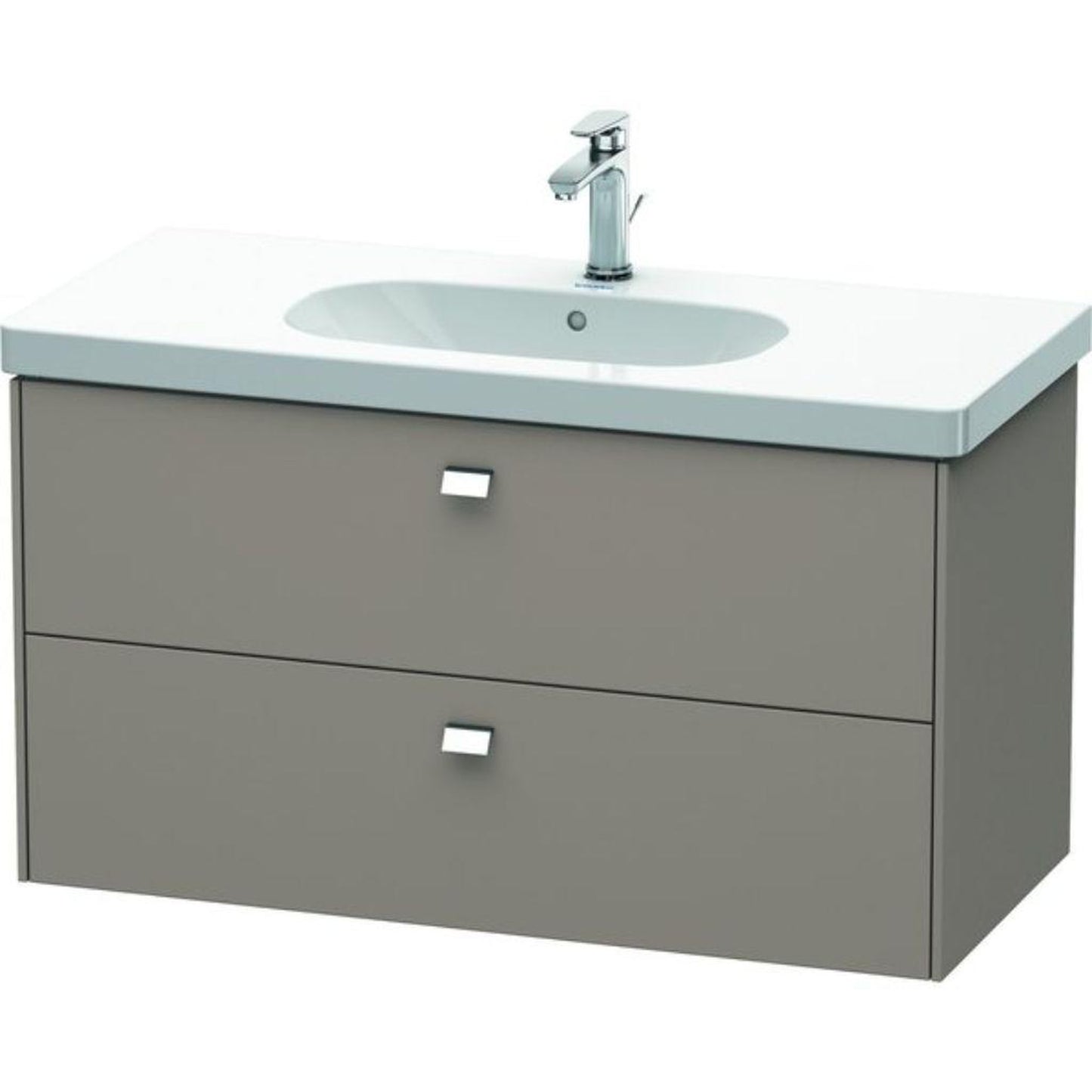 Duravit Brioso BR41470 40" x 22" x 18" Two Drawer Wall-Mount Vanity Unit in Basalt Matt and Chrome Handle