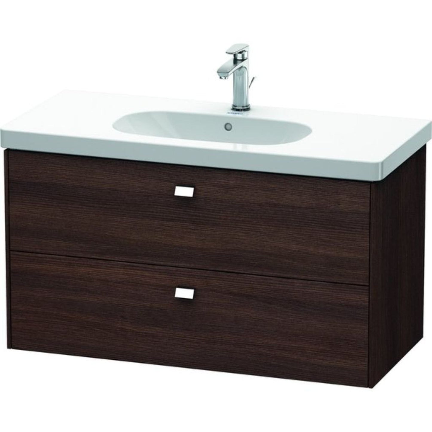 Duravit Brioso BR41470 40" x 22" x 18" Two Drawer Wall-Mount Vanity Unit in Chestnut Dark and Chrome Handle