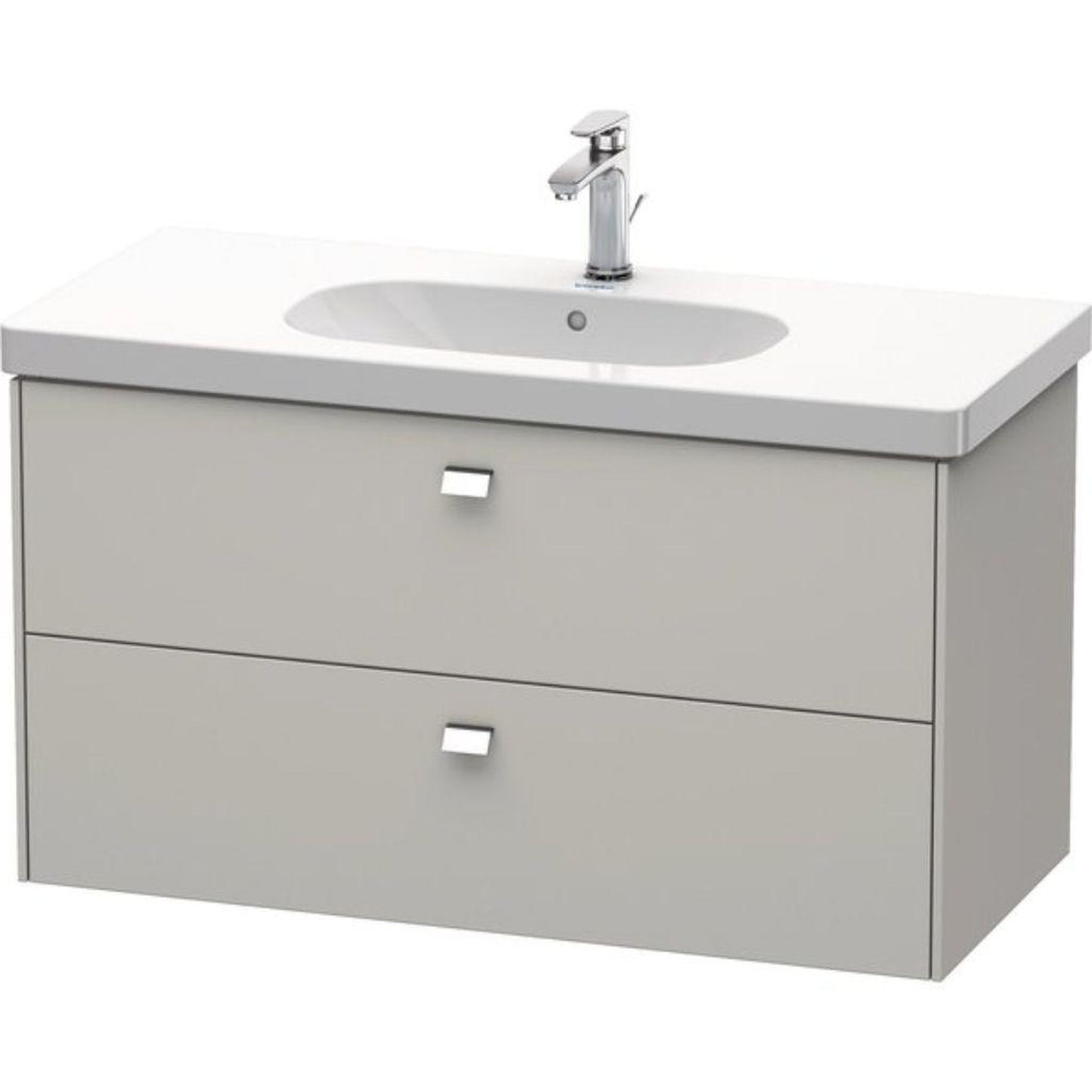 Duravit Brioso BR41470 40" x 22" x 18" Two Drawer Wall-Mount Vanity Unit in Concrete Grey Matt and Chrome Handle