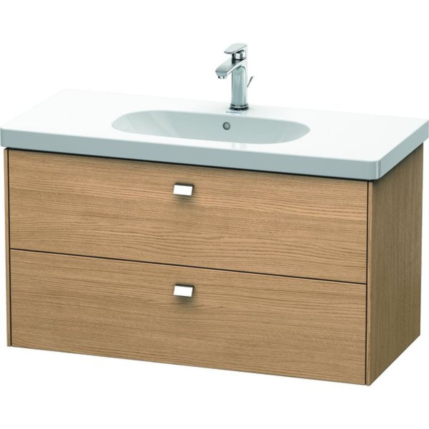 Duravit Brioso BR41470 40" x 22" x 18" Two Drawer Wall-Mount Vanity Unit in European Oak and Chrome Handle