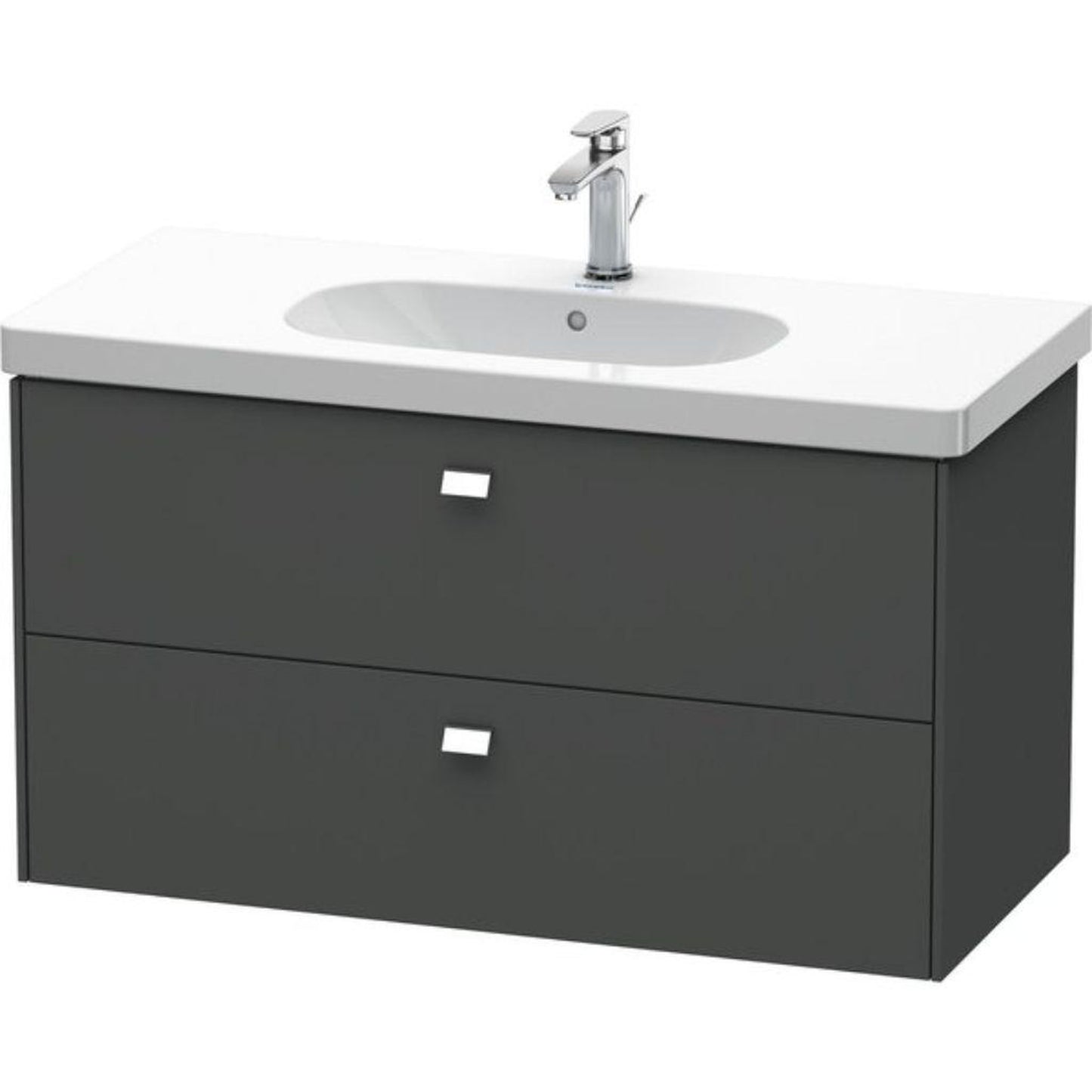 Duravit Brioso BR41470 40" x 22" x 18" Two Drawer Wall-Mount Vanity Unit in Graphite Matt and Chrome Handle