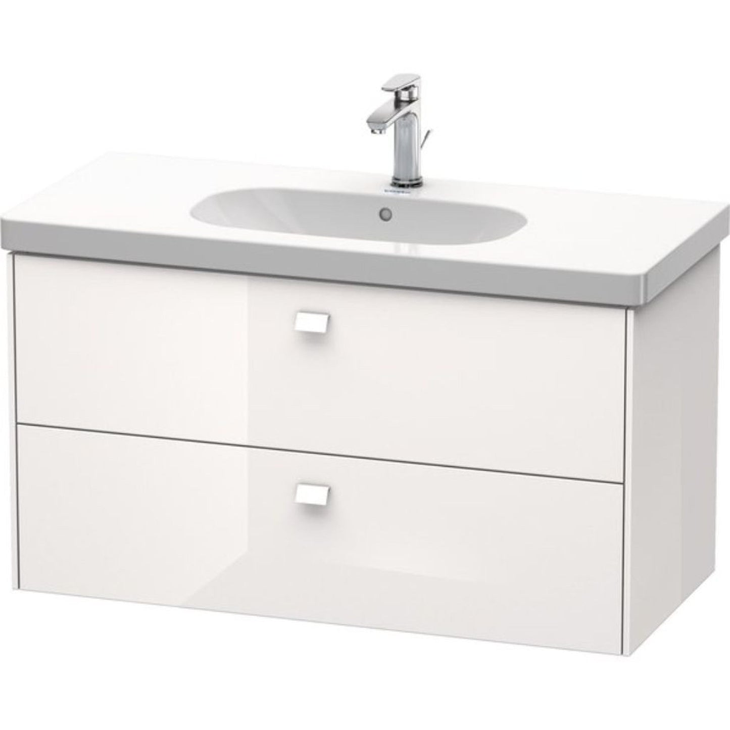 Duravit Brioso BR41470 40" x 22" x 18" Two Drawer Wall-Mount Vanity Unit in White High Gloss