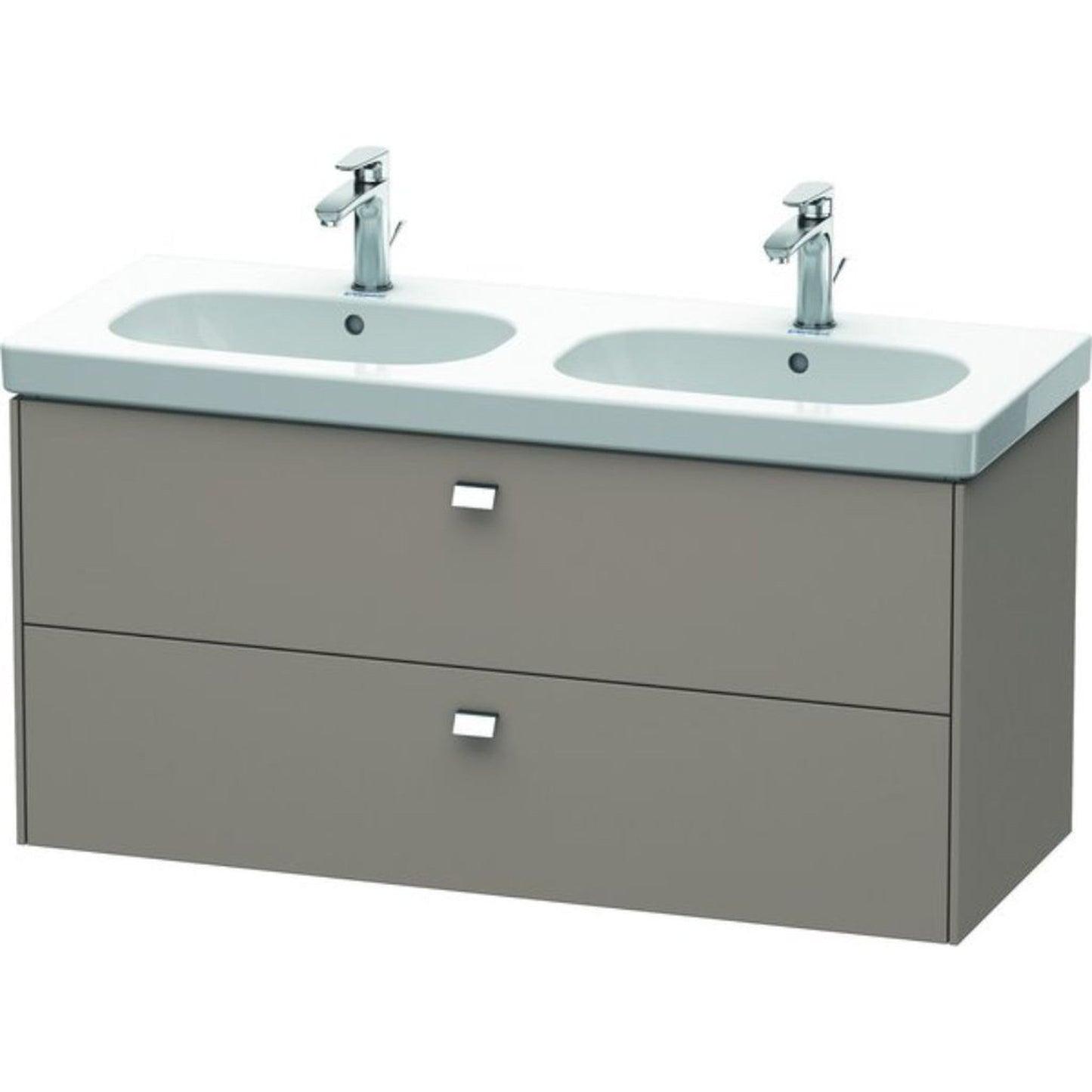 Duravit Brioso BR41480 46" x 22" x 18" Two Drawer Wall-Mount Vanity Unit in Basalt Matt and Chrome Handle