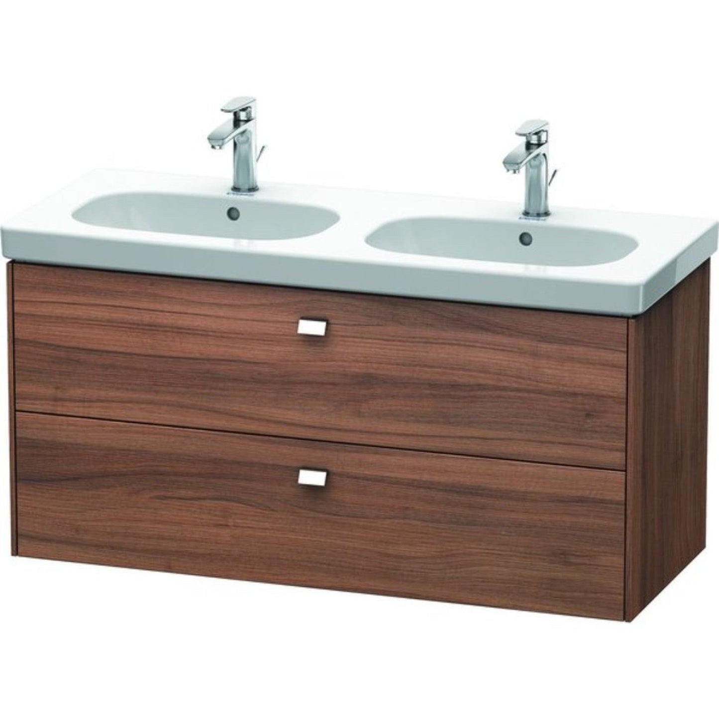 Duravit Brioso BR41480 46" x 22" x 18" Two Drawer Wall-Mount Vanity Unit in Natural Walnut and Chrome Handle