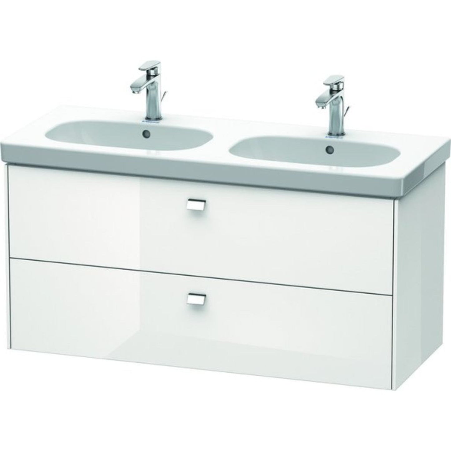 Duravit Brioso BR41480 46" x 22" x 18" Two Drawer Wall-Mount Vanity Unit in White High Gloss and Chrome Handle