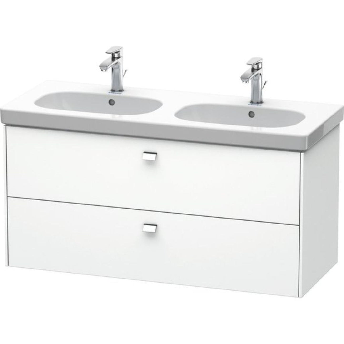 Duravit Brioso BR41480 46" x 22" x 18" Two Drawer Wall-Mount Vanity Unit in White Matt and Chrome Handle