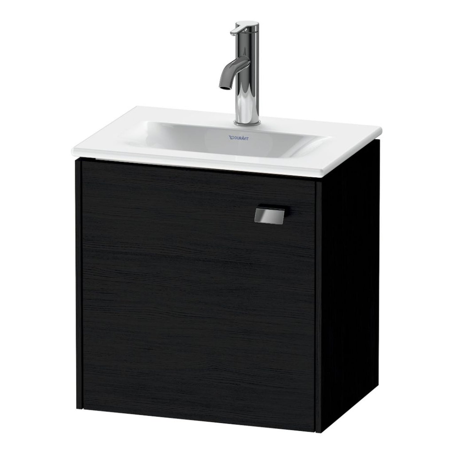 Duravit Brioso BR4208 17" x 17" x 12" Wall-Mount Vanity Unit With Left Hinge One Door Cabinet in Black Oak and Chrome Handle