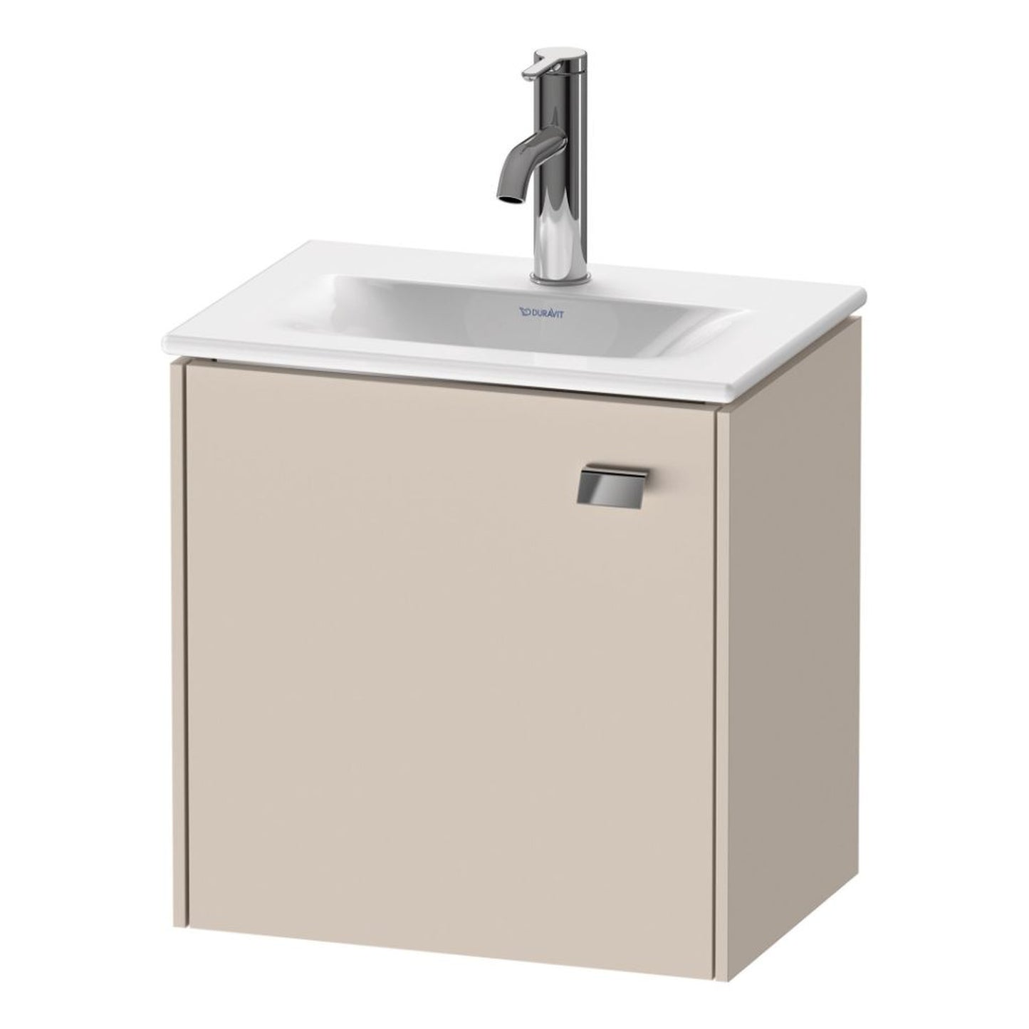 Duravit Brioso BR4208 17" x 17" x 12" Wall-Mount Vanity Unit With Left Hinge One Door Cabinet in Taupe and Chrome Handle