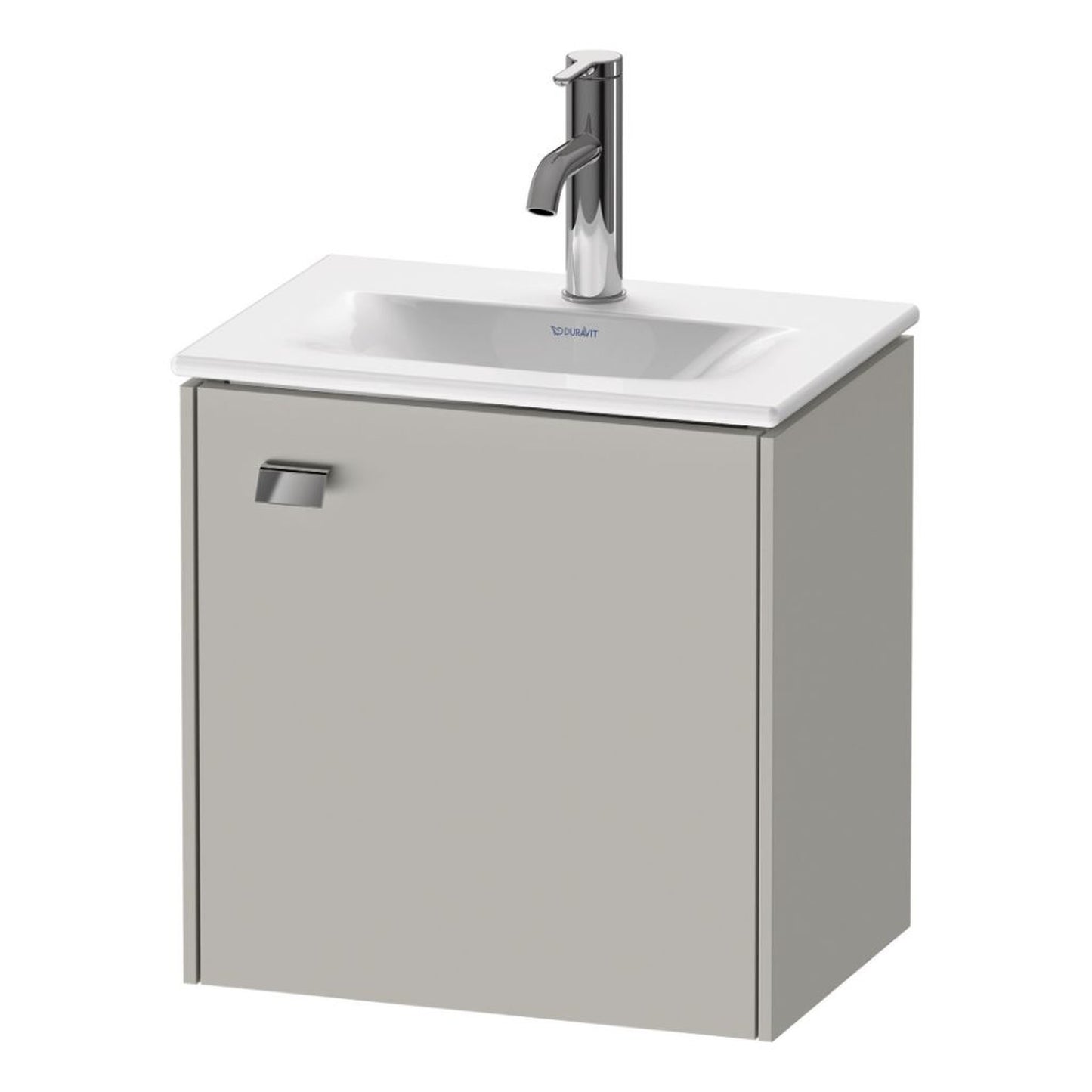 Duravit Brioso BR4208 17" x 17" x 12" Wall-Mount Vanity Unit With Right Hinge One Door Cabinet in Concrete Grey Matt and Chrome Handle