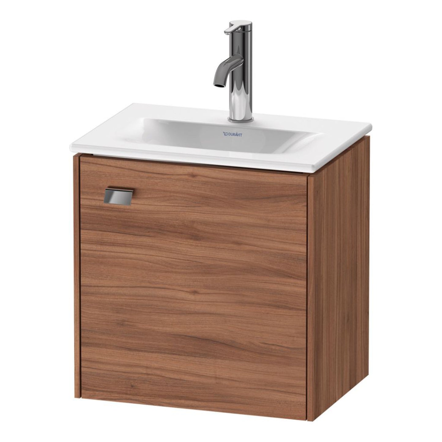 Duravit Brioso BR4208 17" x 17" x 12" Wall-Mount Vanity Unit With Right Hinge One Door Cabinet in Natural Walnut and Chrome Handle