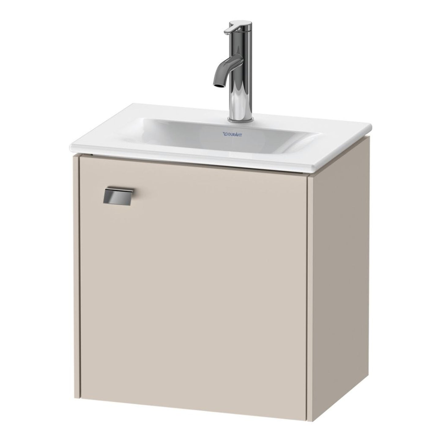Duravit Brioso BR4208 17" x 17" x 12" Wall-Mount Vanity Unit With Right Hinge One Door Cabinet in Taupe and Chrome Handle
