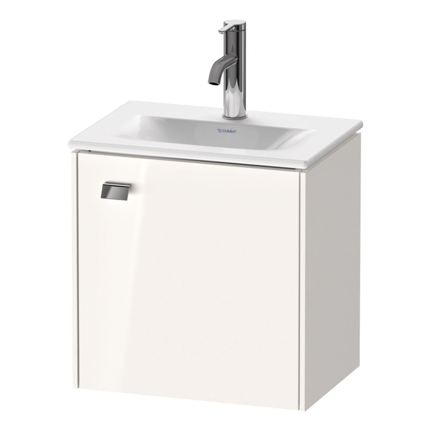 Duravit Brioso BR4208 17" x 17" x 12" Wall-Mount Vanity Unit With Right Hinge One Door Cabinet in White High Gloss and Chrome Handle
