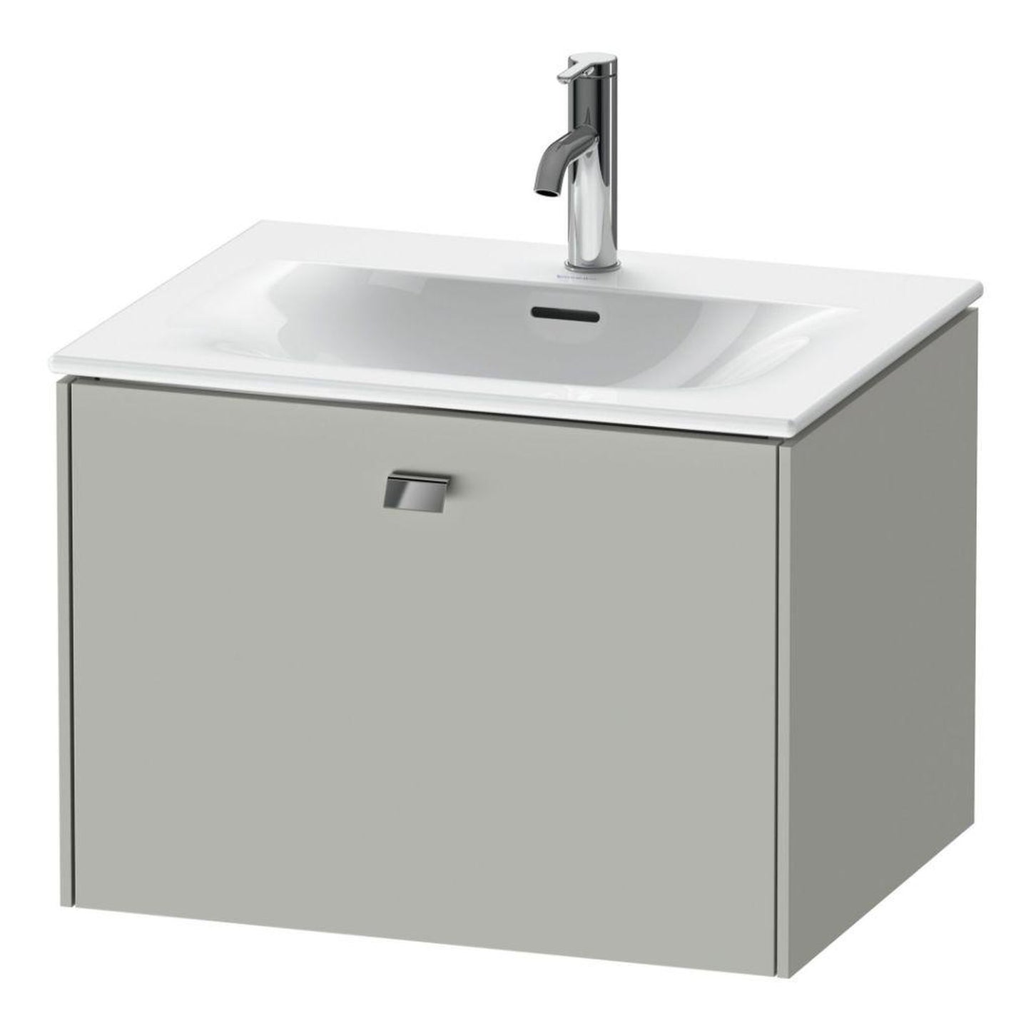 Duravit Brioso BR42100 24" x 17" x 19" One Drawer Wall-Mount Vanity Unit in Concrete Grey Matt and Chrome Handle