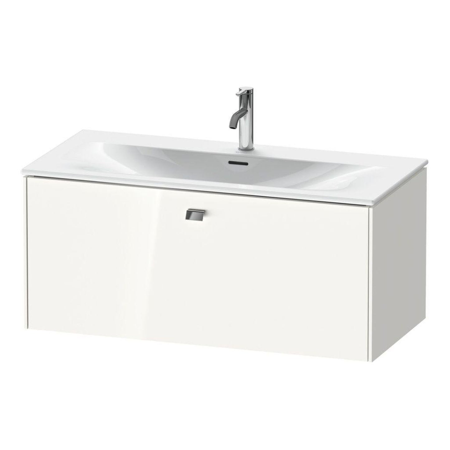 Duravit Brioso BR42130 40" x 17" x 19" One Drawer Wall-Mount Vanity Unit in White High Gloss and Chrome Handle