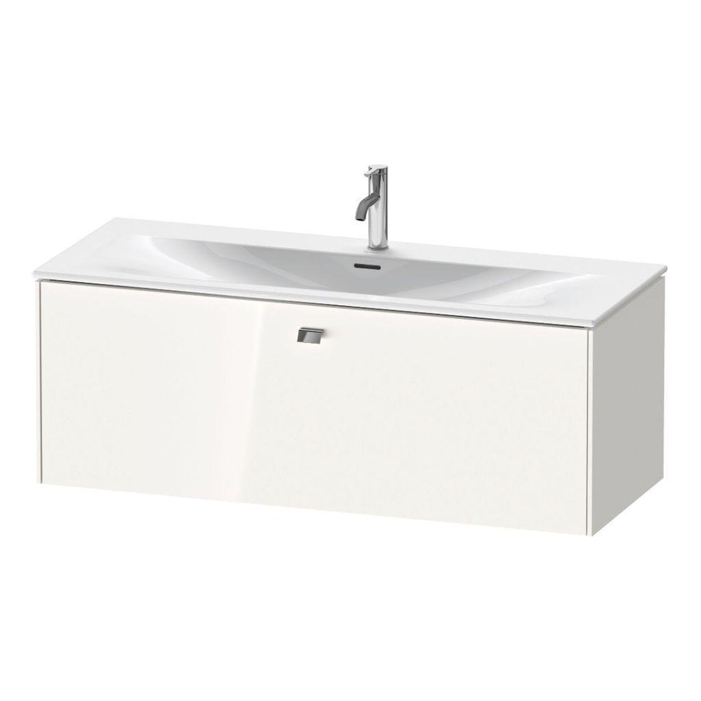 Duravit Brioso BR42140 48" x 17" x 19" One Drawer Wall-Mount Vanity Unit in White High Gloss and Chrome Handle