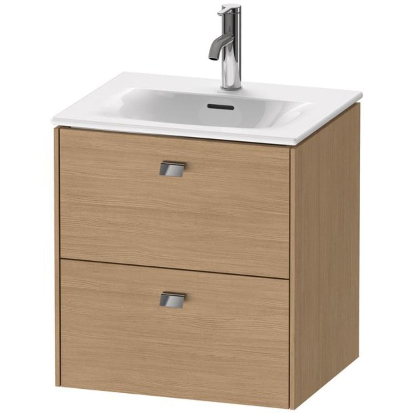 Duravit Brioso BR43090 20" x 22" x 16" Two Drawer Wall-Mount Vanity Unit in European Oak and Chrome Handle