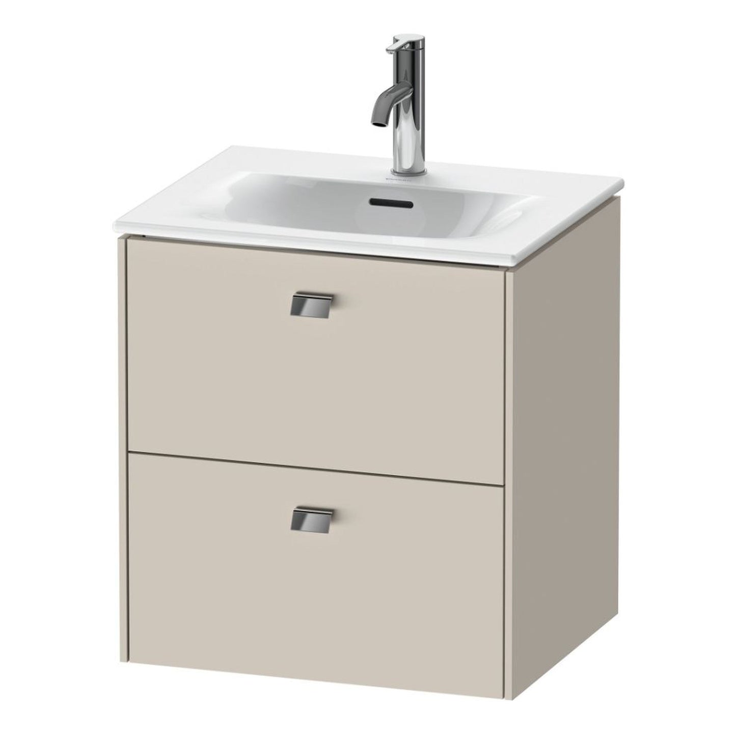 Duravit Brioso BR43090 20" x 22" x 16" Two Drawer Wall-Mount Vanity Unit in Taupe and Chrome Handle