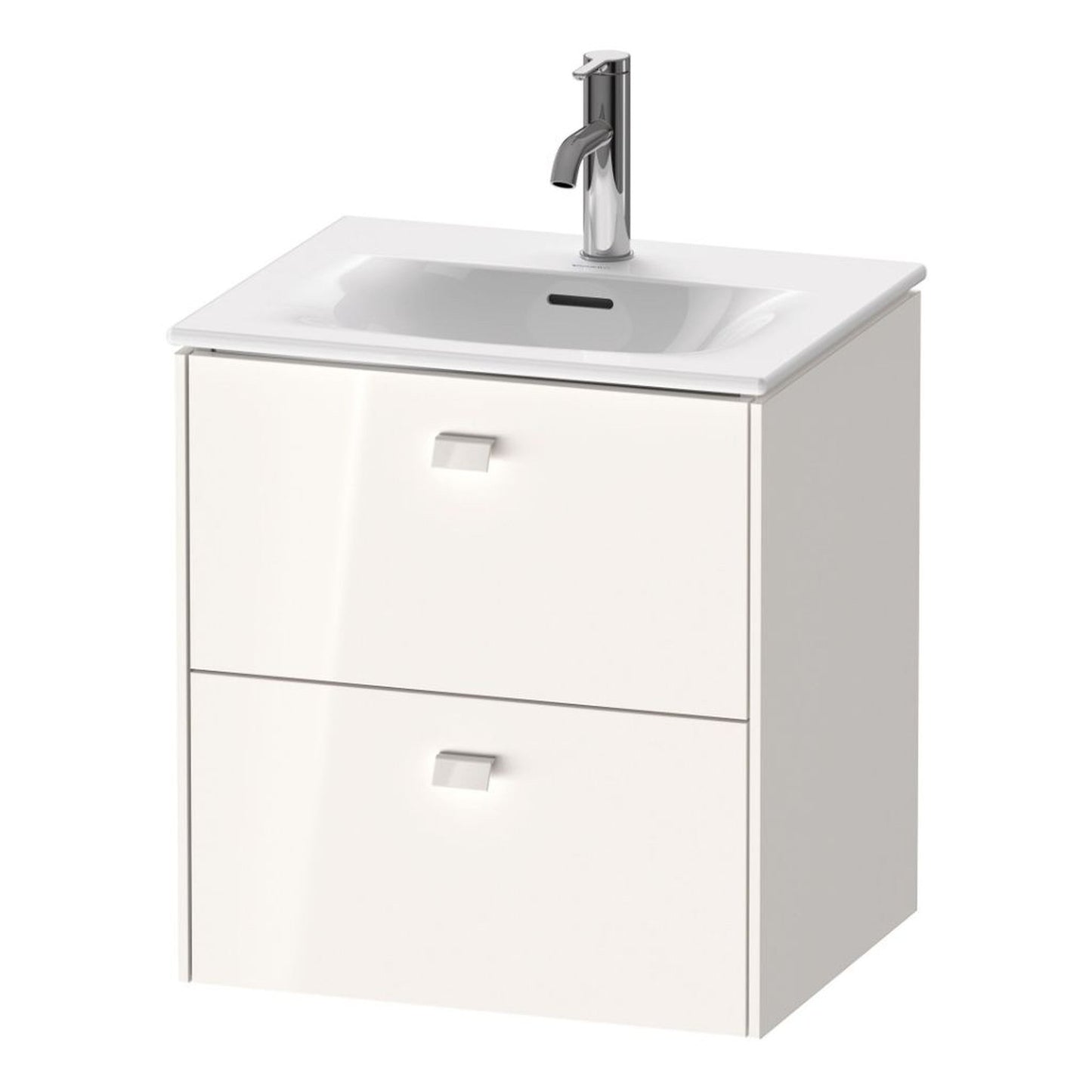 Duravit Brioso BR43090 20" x 22" x 16" Two Drawer Wall-Mount Vanity Unit in White High Gloss