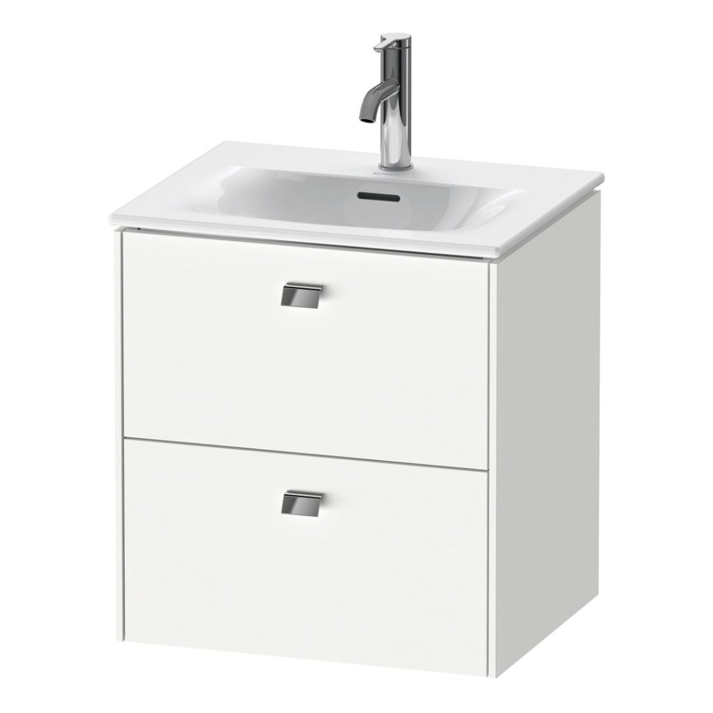 Duravit Brioso BR43090 20" x 22" x 16" Two Drawer Wall-Mount Vanity Unit in White Matt and Chrome Handle