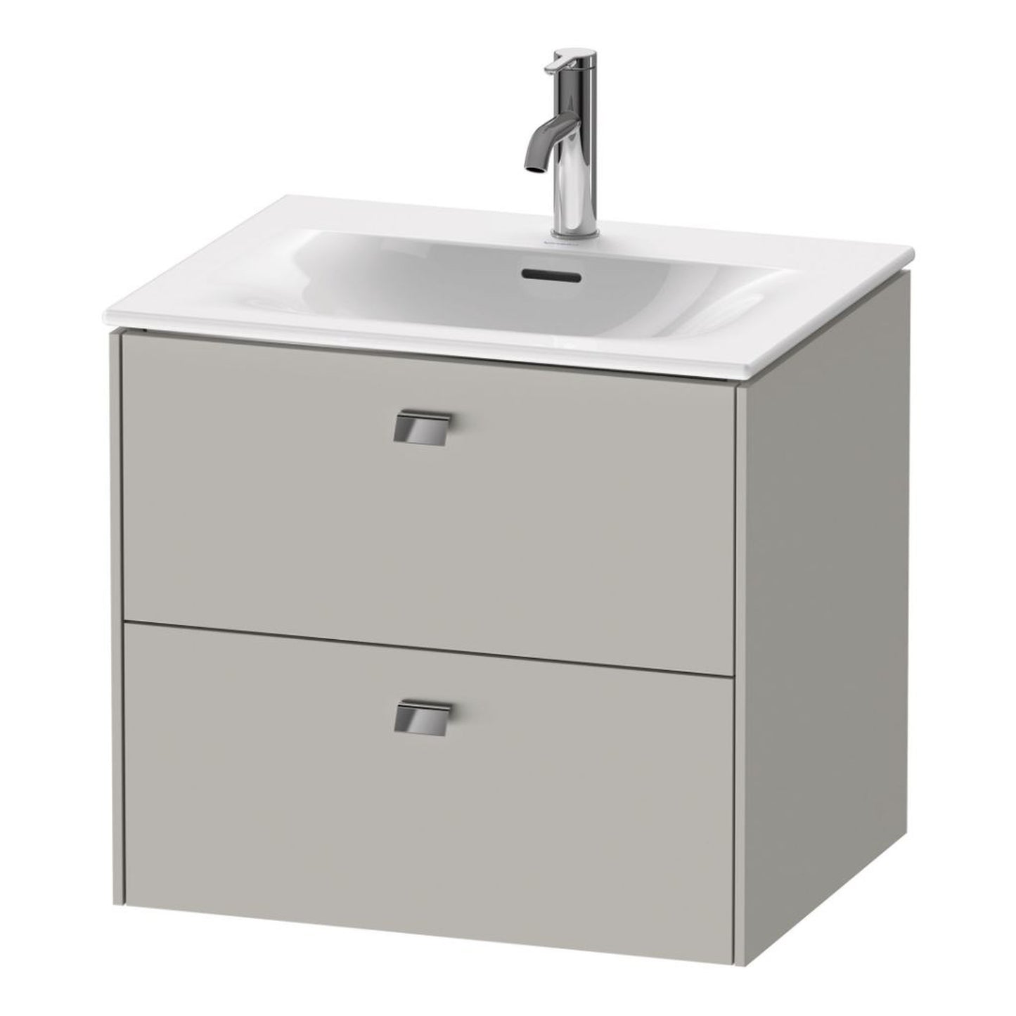 Duravit Brioso BR43100 24" x 22" x 19" Two Drawer Wall-Mount Vanity Unit in Concrete Grey Matt and Chrome Handle
