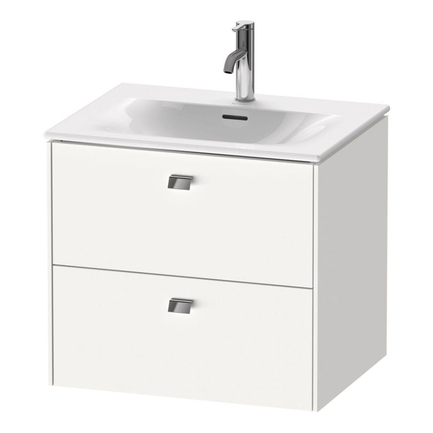 Duravit Brioso BR43100 24" x 22" x 19" Two Drawer Wall-Mount Vanity Unit in White Matt and Chrome Handle