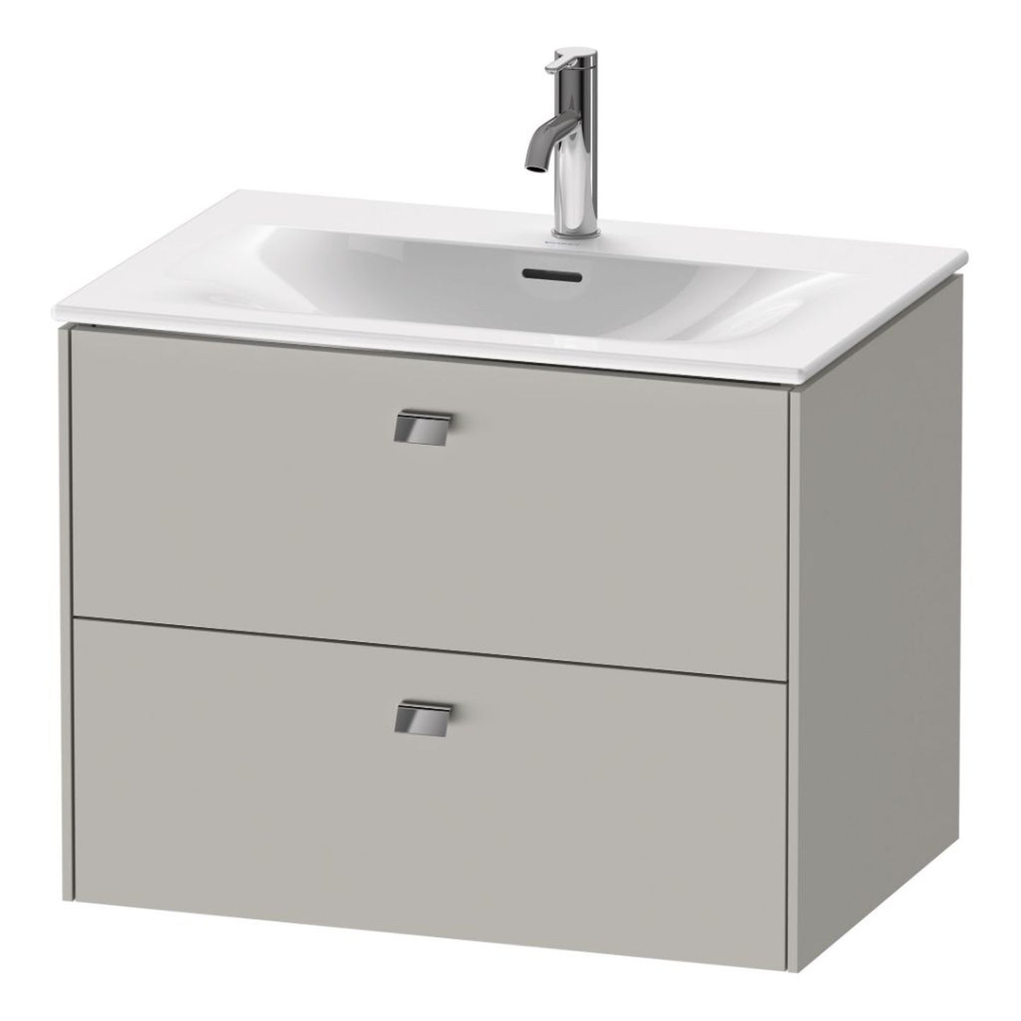 Duravit Brioso BR43110 28" x 22" x 19" Two Drawer Wall-Mount Vanity Unit in Concrete Grey Matt and Chrome Handle
