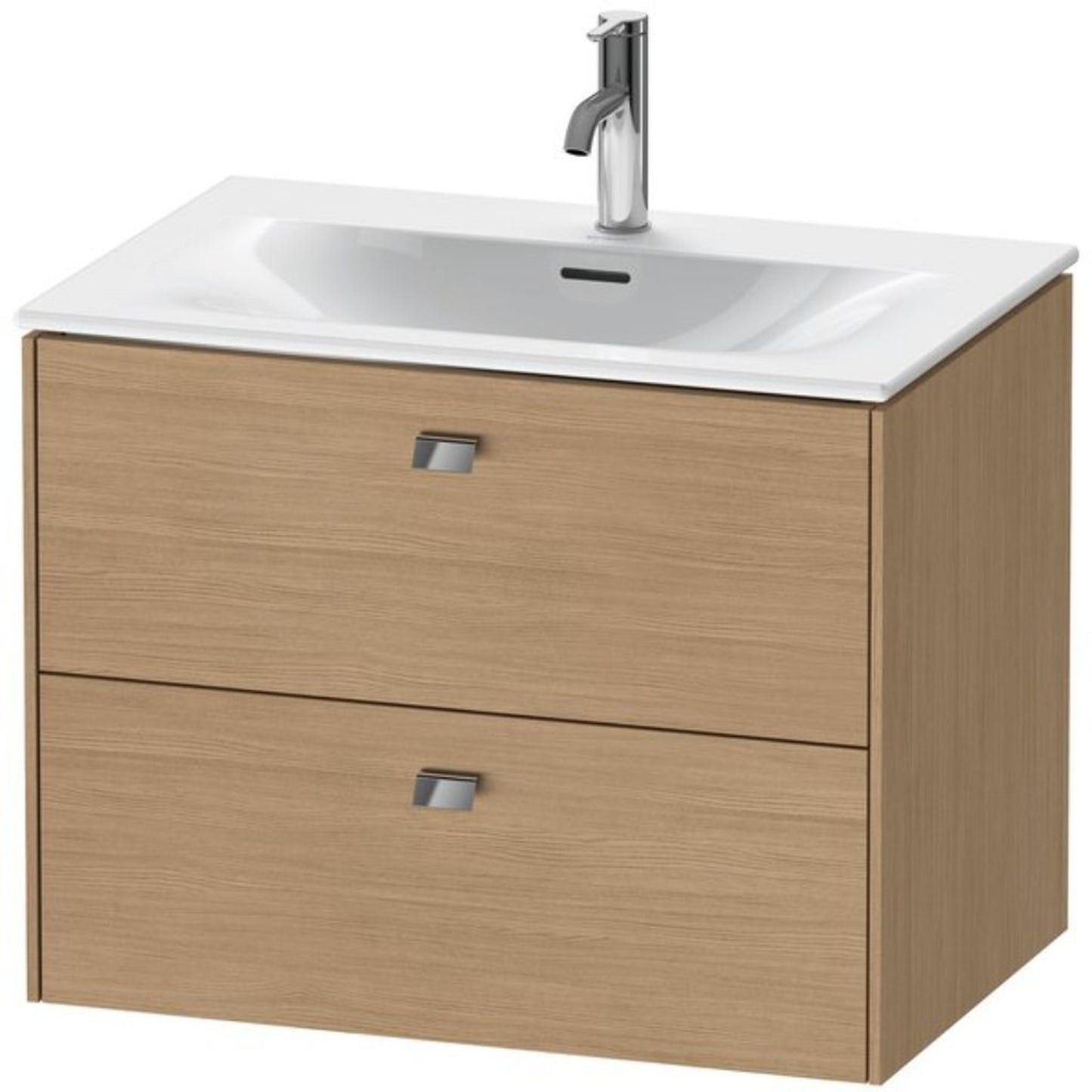 Duravit Brioso BR43110 28" x 22" x 19" Two Drawer Wall-Mount Vanity Unit in European Oak and Chrome Handle