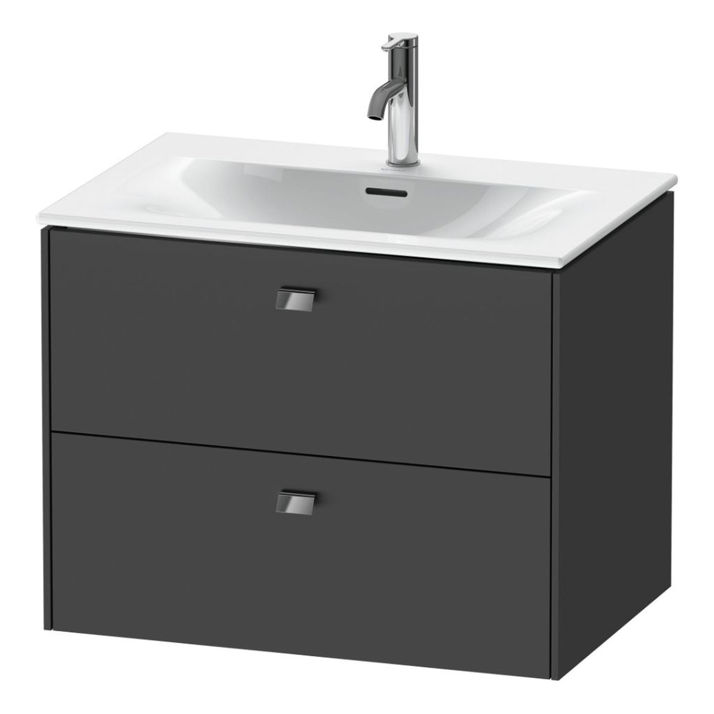 Duravit Brioso BR43110 28" x 22" x 19" Two Drawer Wall-Mount Vanity Unit in Graphite Matt and Chrome Handle