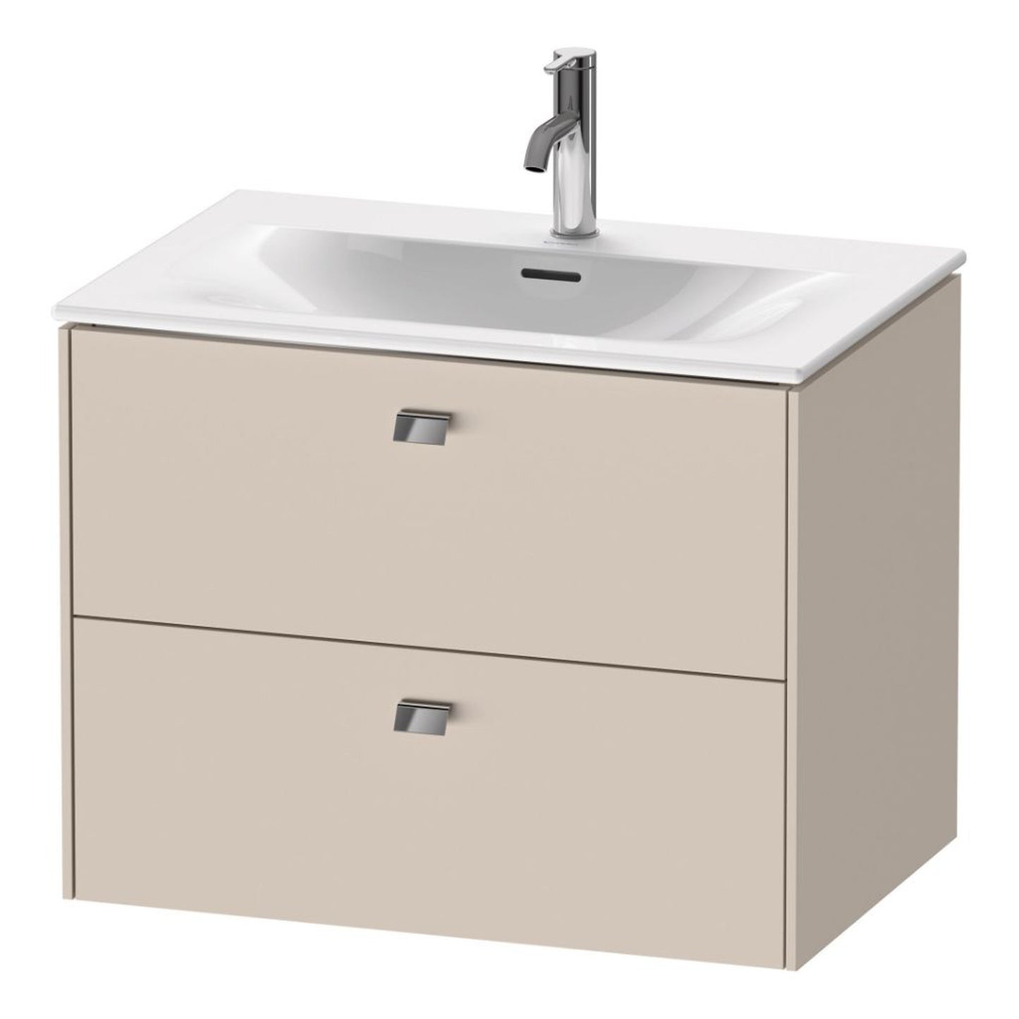 Duravit Brioso BR43110 28" x 22" x 19" Two Drawer Wall-Mount Vanity Unit in Taupe and Chrome Handle