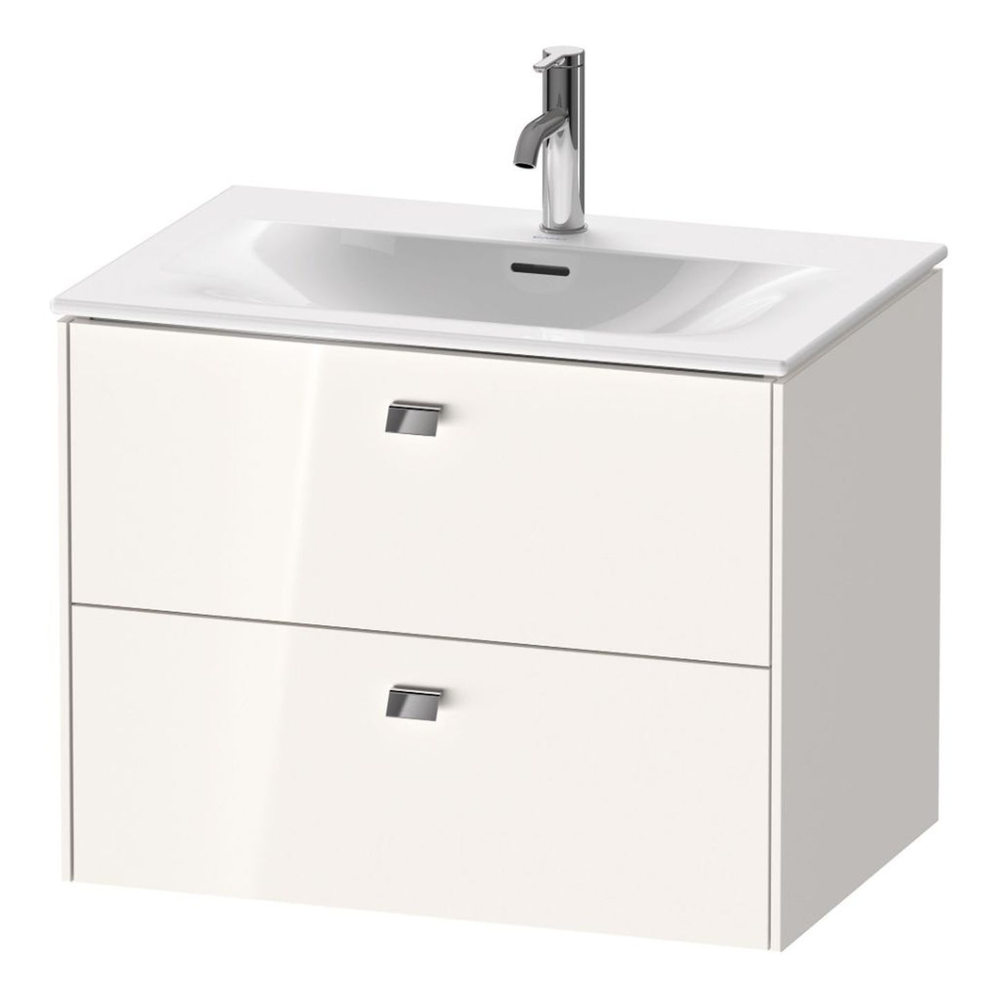Duravit Brioso BR43110 28" x 22" x 19" Two Drawer Wall-Mount Vanity Unit in White High Gloss and Chrome Handle