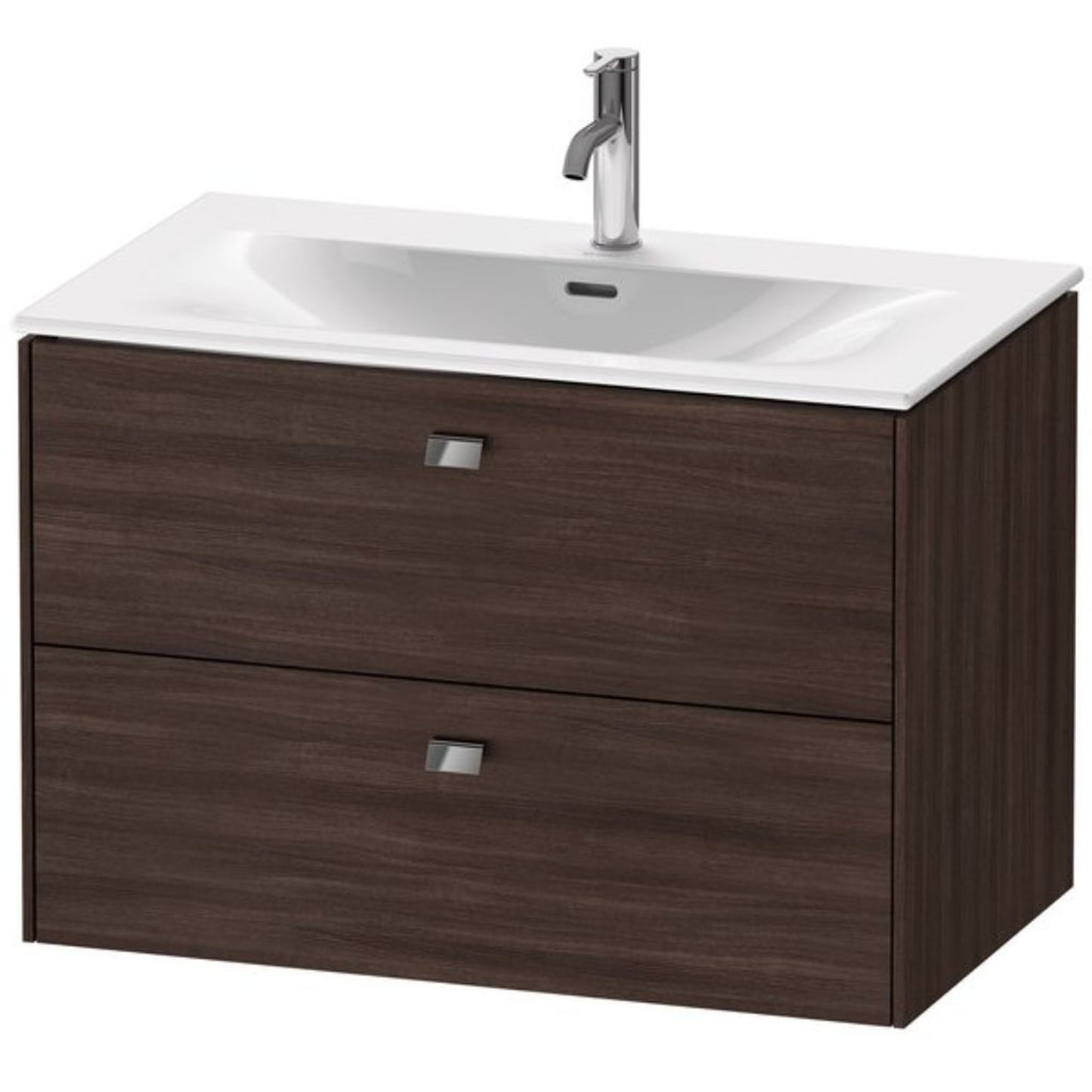 Duravit Brioso BR43120 32" x 22" x 19" Two Drawer Wall-Mount Vanity Unit in Chestnut Dark and Chrome Handle