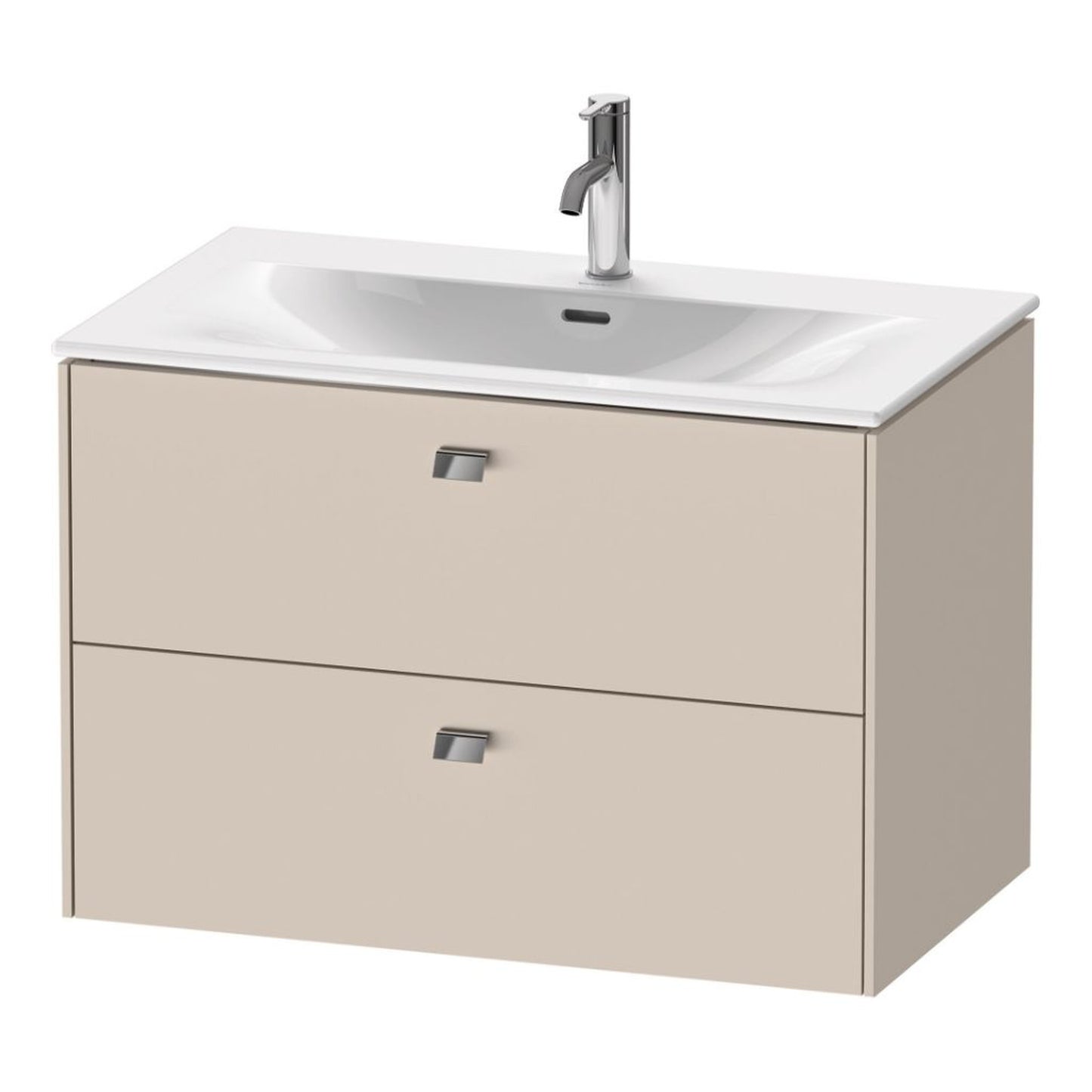 Duravit Brioso BR43120 32" x 22" x 19" Two Drawer Wall-Mount Vanity Unit in Taupe and Chrome Handle