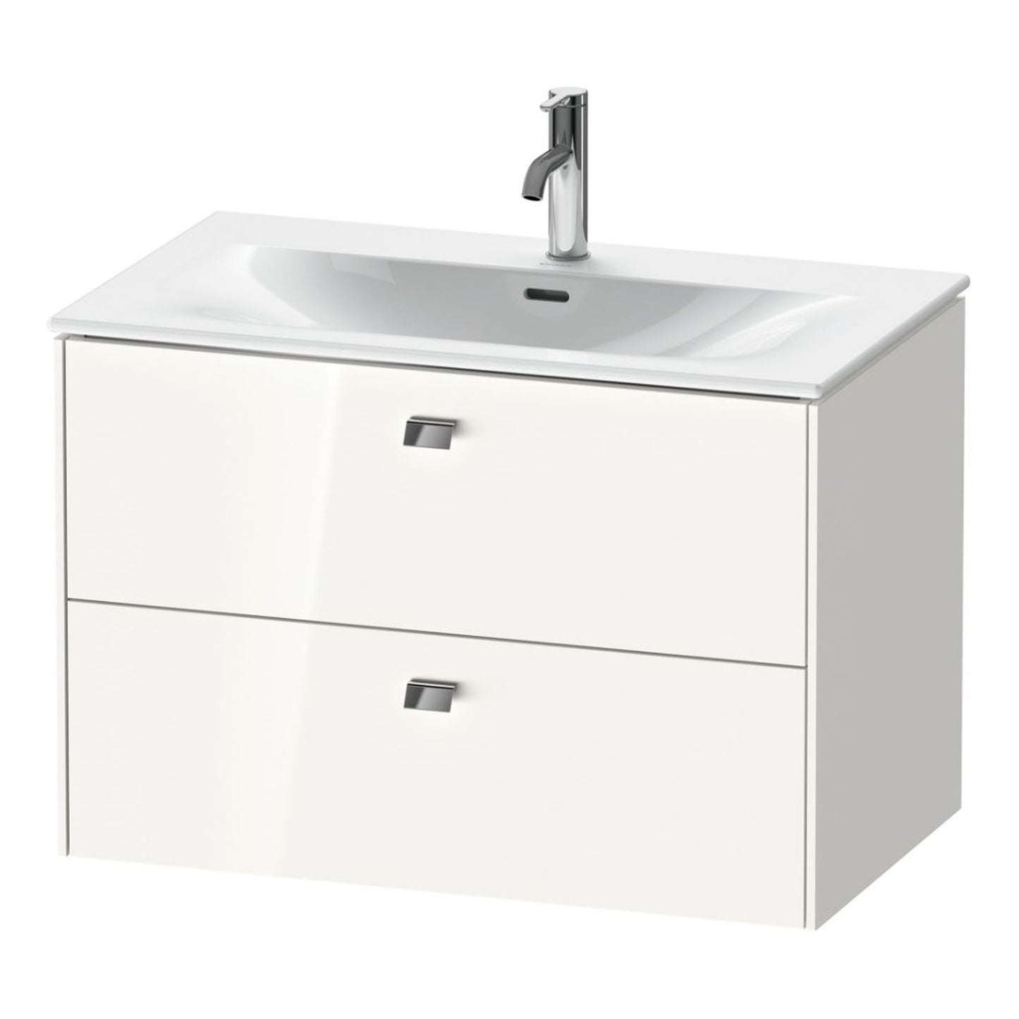 Duravit Brioso BR43120 32" x 22" x 19" Two Drawer Wall-Mount Vanity Unit in White High Gloss and Chrome Handle