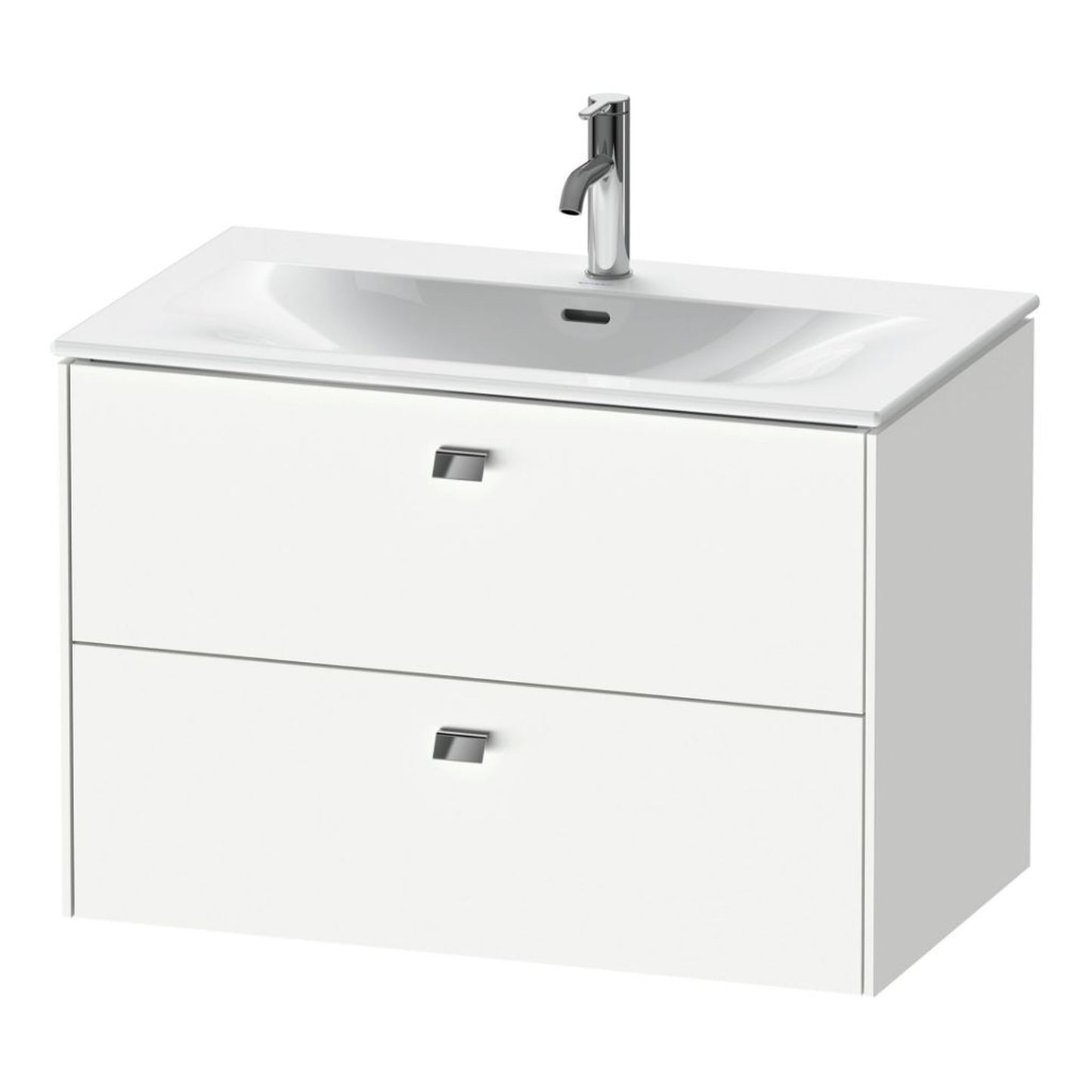 Duravit Brioso BR43120 32" x 22" x 19" Two Drawer Wall-Mount Vanity Unit in White Matt and Chrome Handle