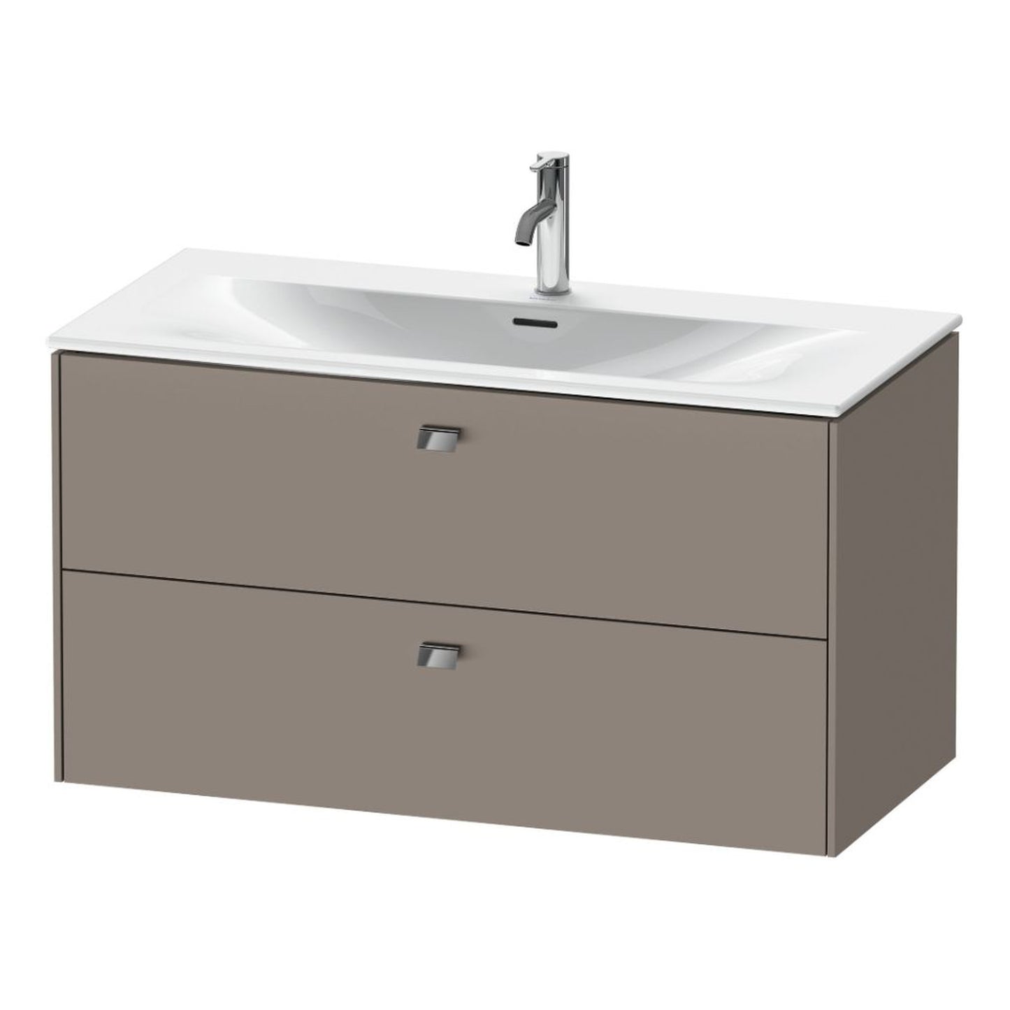 Duravit Brioso BR43130 40" x 22" x 19" Two Drawer Wall-Mount Vanity Unit in Basalt Matt and Chrome Handle