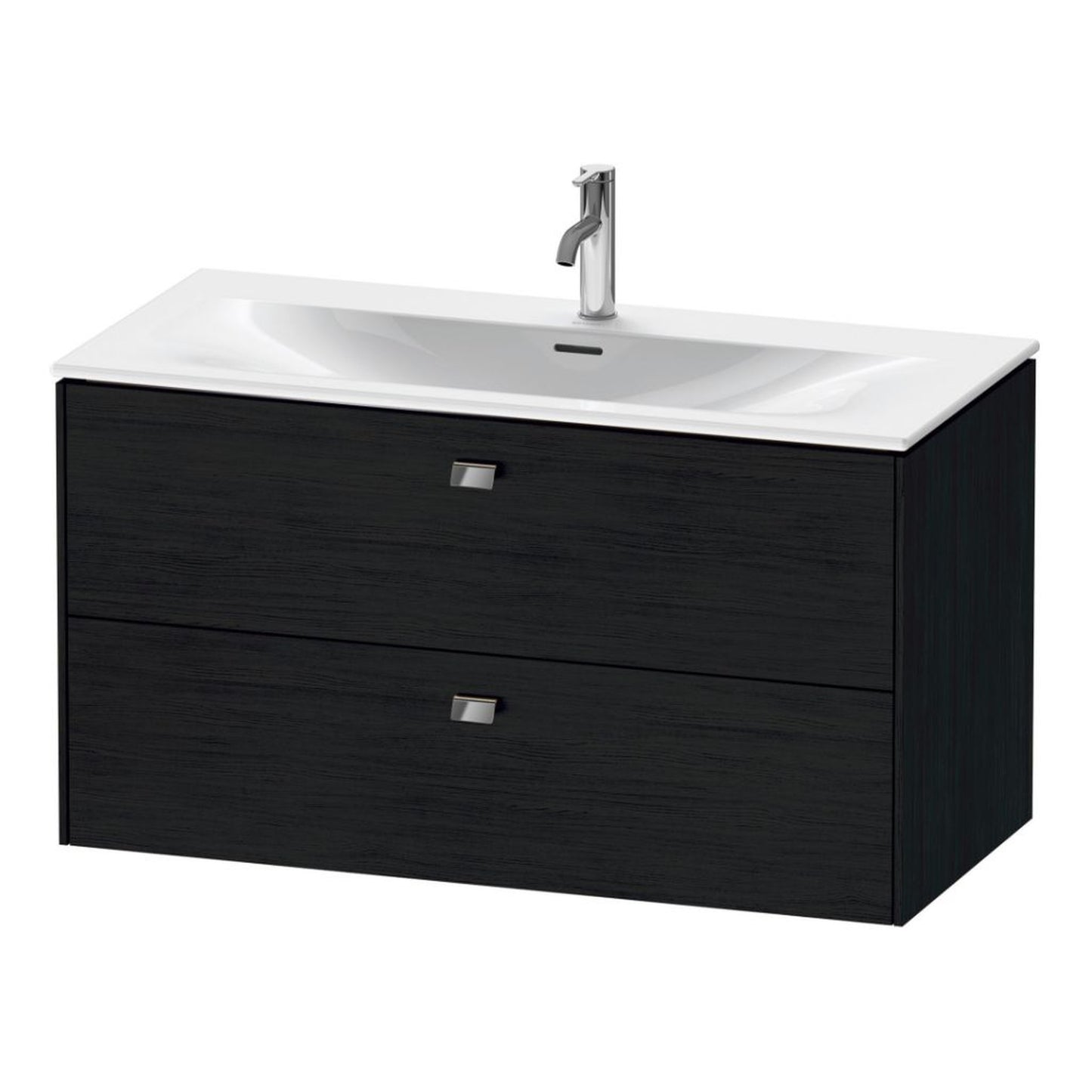 Duravit Brioso BR43130 40" x 22" x 19" Two Drawer Wall-Mount Vanity Unit in Black Oak and Chrome Handle