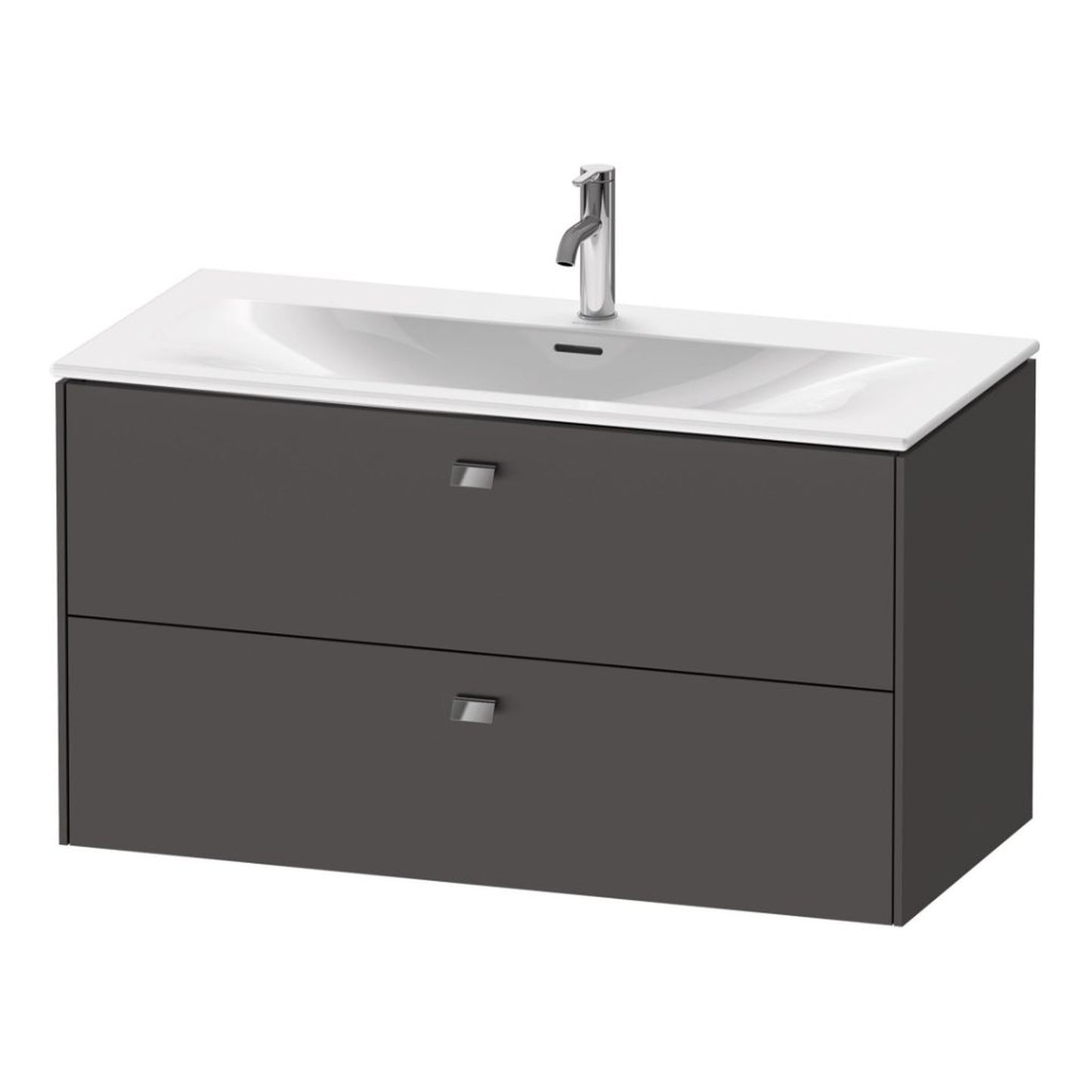 Duravit Brioso BR43130 40" x 22" x 19" Two Drawer Wall-Mount Vanity Unit in Graphite Matt and Chrome Handle