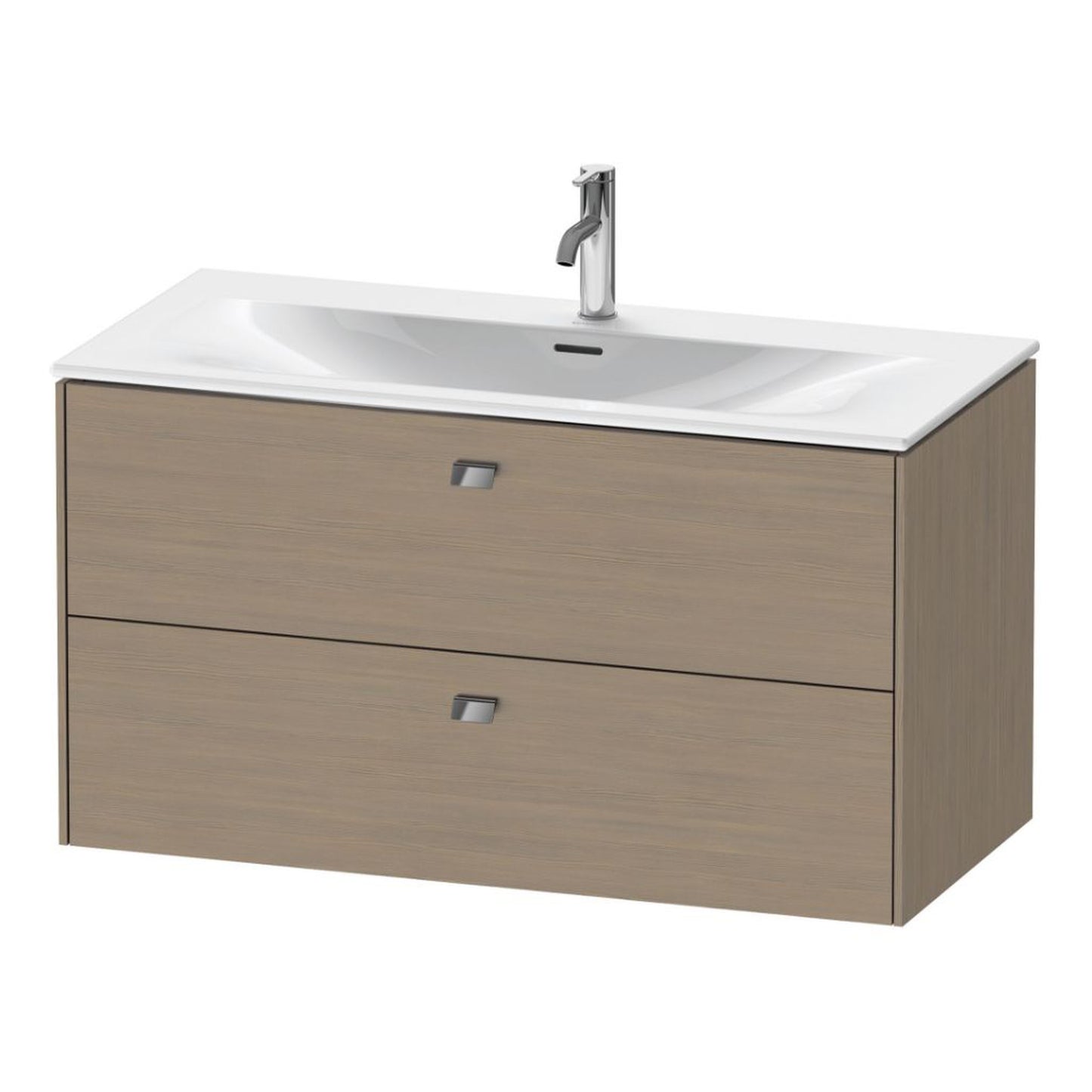 Duravit Brioso BR43130 40" x 22" x 19" Two Drawer Wall-Mount Vanity Unit in Oak Terra and Chrome Handle