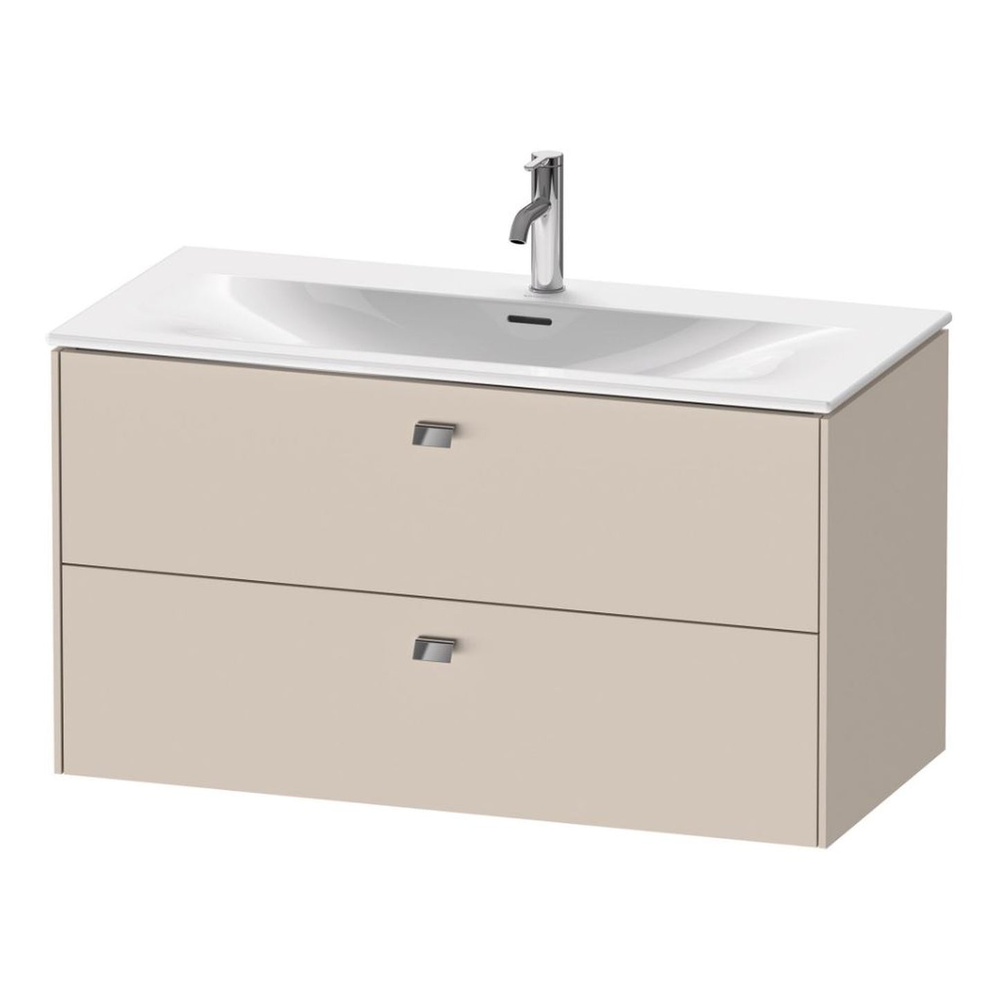 Duravit Brioso BR43130 40" x 22" x 19" Two Drawer Wall-Mount Vanity Unit in Taupe and Chrome Handle