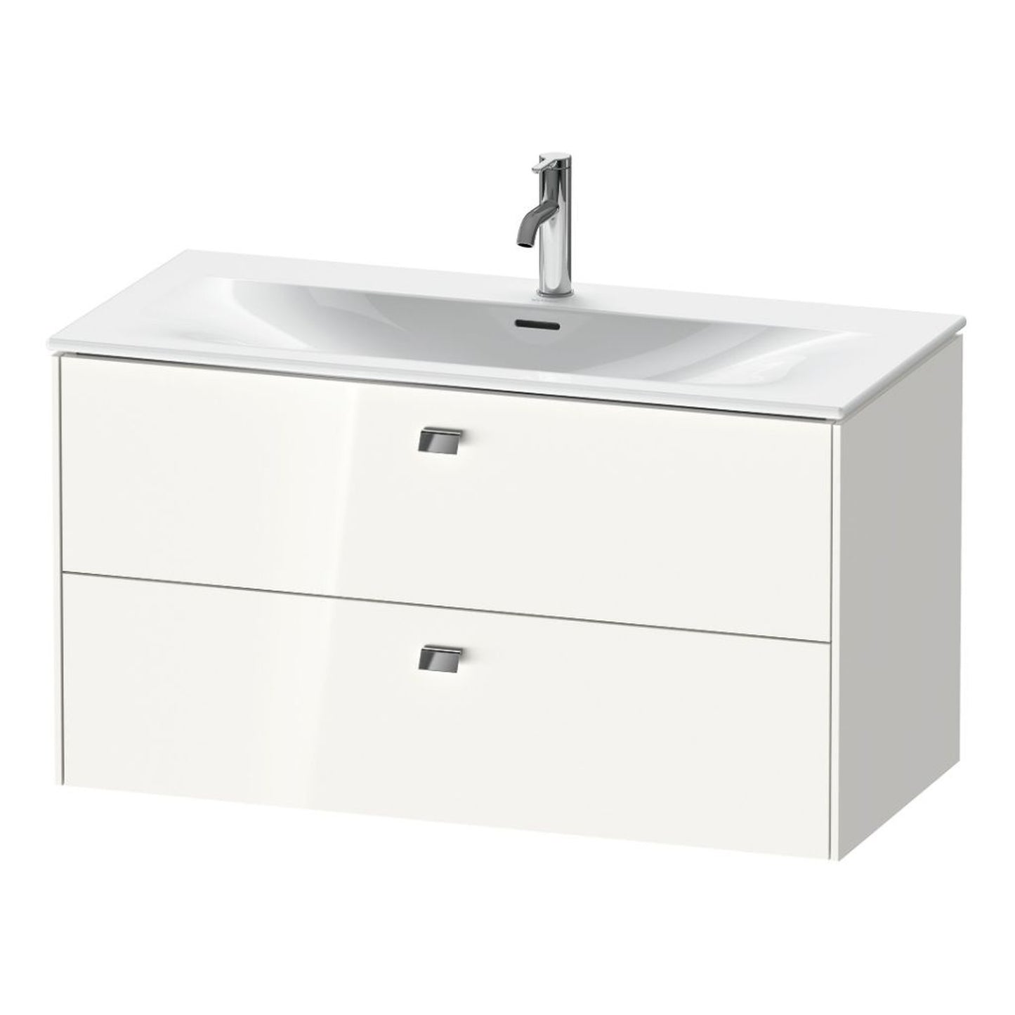 Duravit Brioso BR43130 40" x 22" x 19" Two Drawer Wall-Mount Vanity Unit in White High Gloss and Chrome Handle