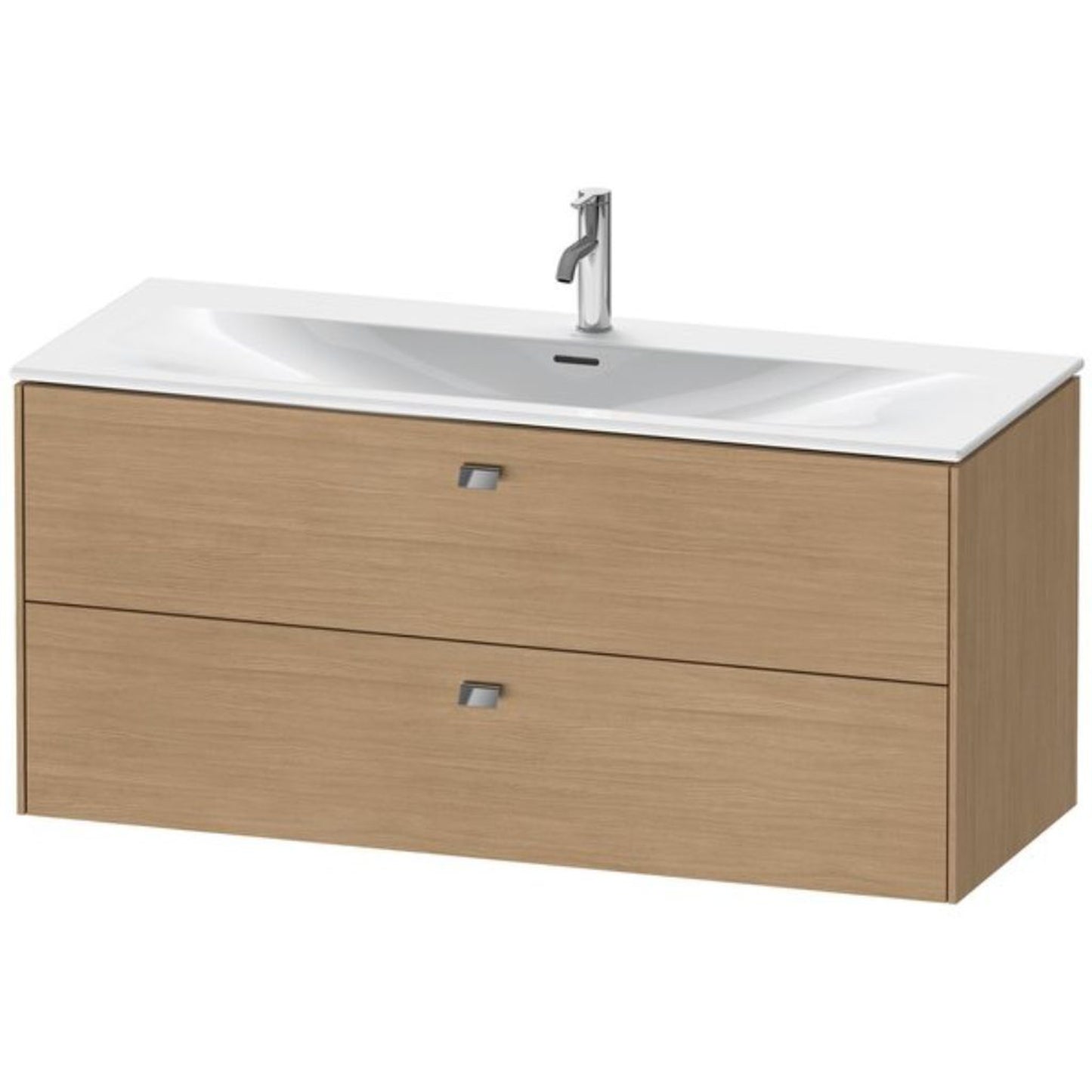 Duravit Brioso BR43140 48" x 22" x 19" Two Drawer Wall-Mount Vanity Unit in European Oak and Chrome Handle