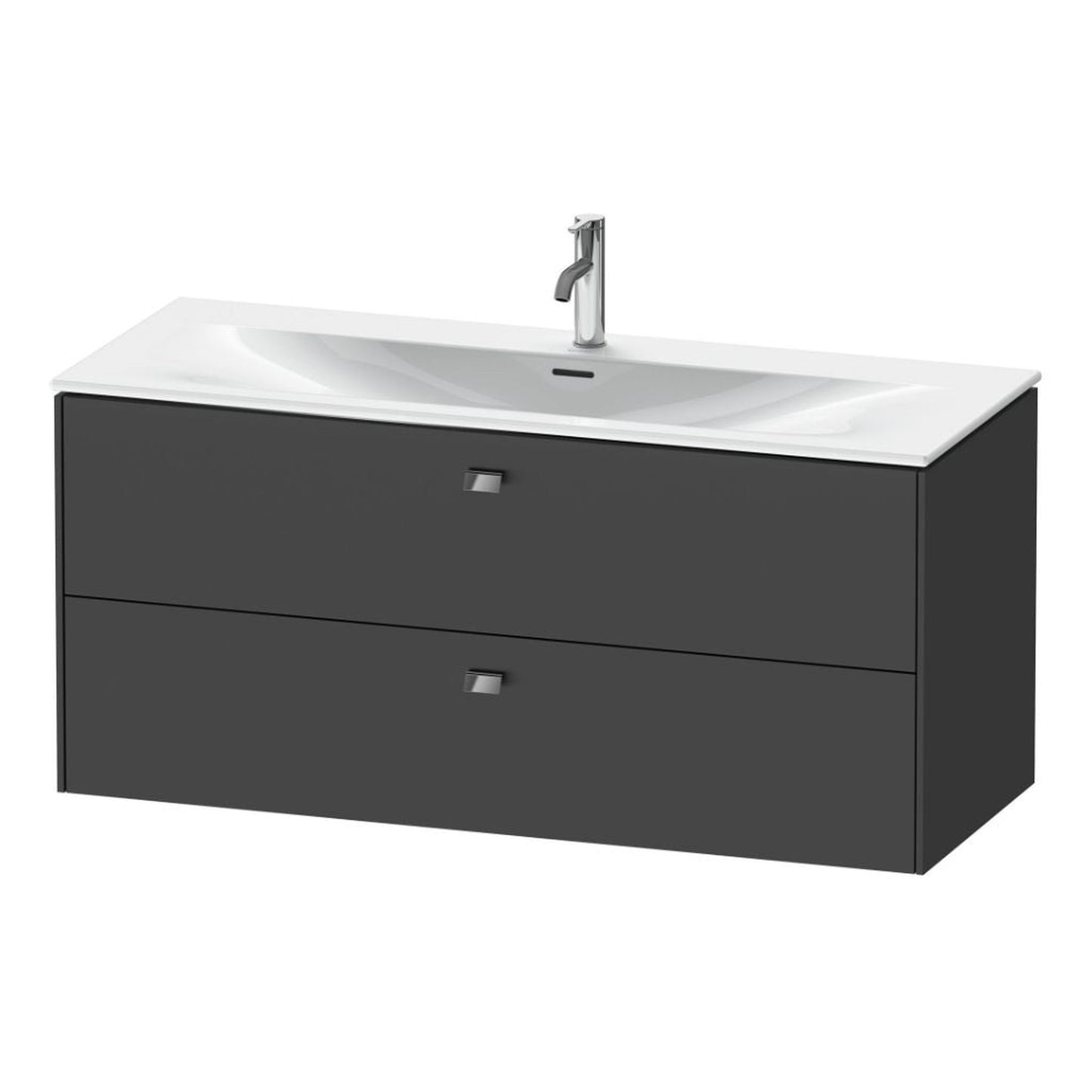 Duravit Brioso BR43140 48" x 22" x 19" Two Drawer Wall-Mount Vanity Unit in Graphite Matt and Chrome Handle