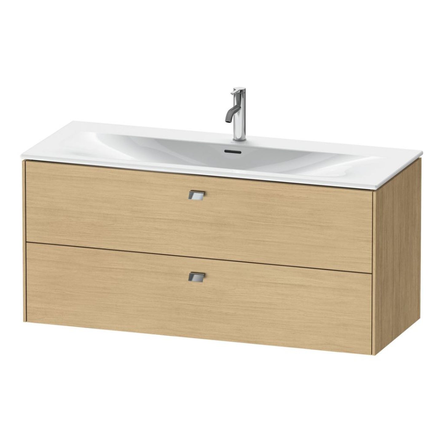 Duravit Brioso BR43140 48" x 22" x 19" Two Drawer Wall-Mount Vanity Unit in Natural Oak and Chrome Handle