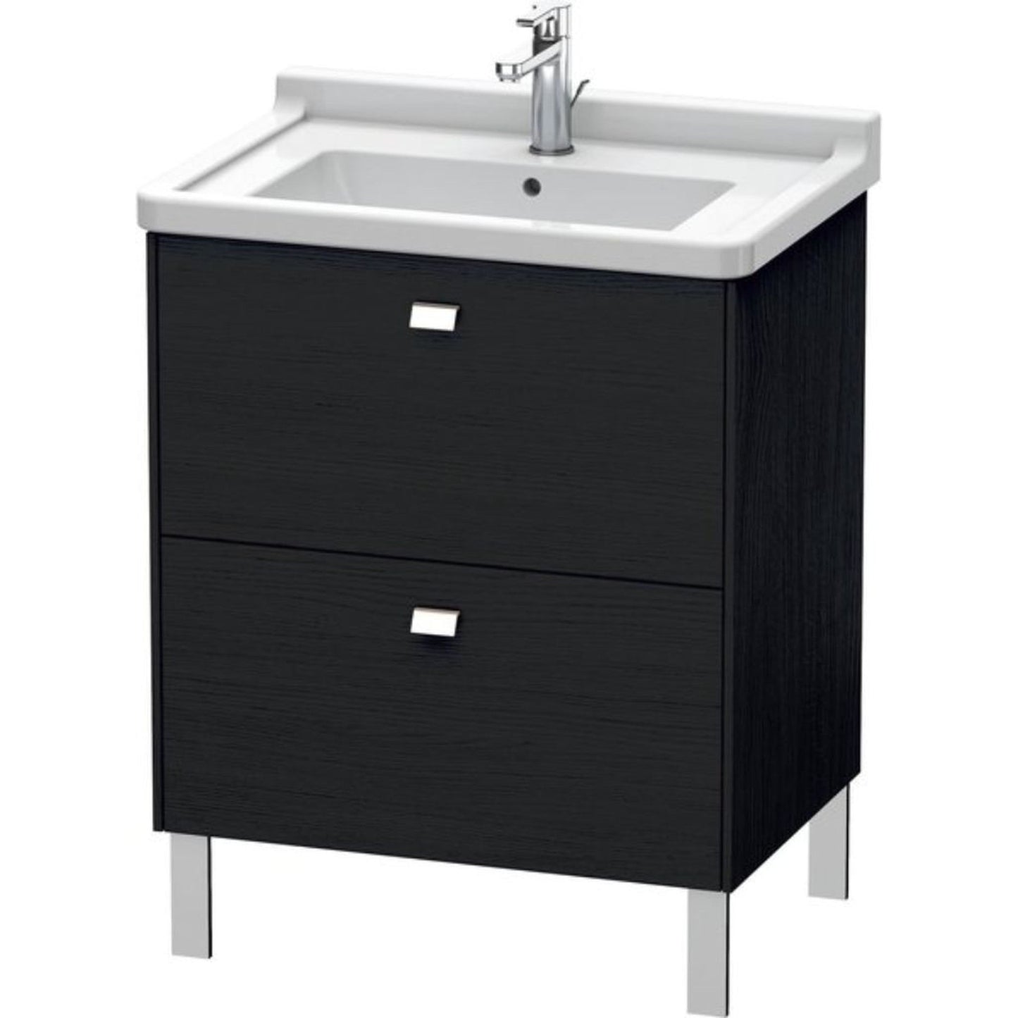 Duravit Brioso BR44210 26" x 27" x 18" Two Drawer Floor Standing Vanity Unit in Black Oak and Chrome Handle
