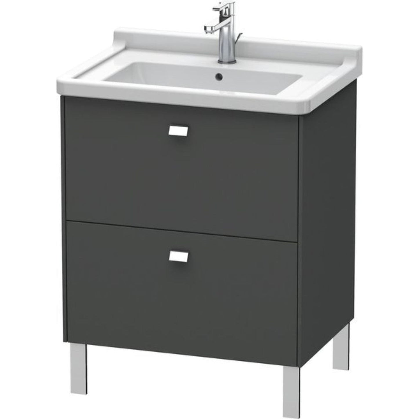 Duravit Brioso BR44210 26" x 27" x 18" Two Drawer Floor Standing Vanity Unit in Graphite Matt and Chrome Handle