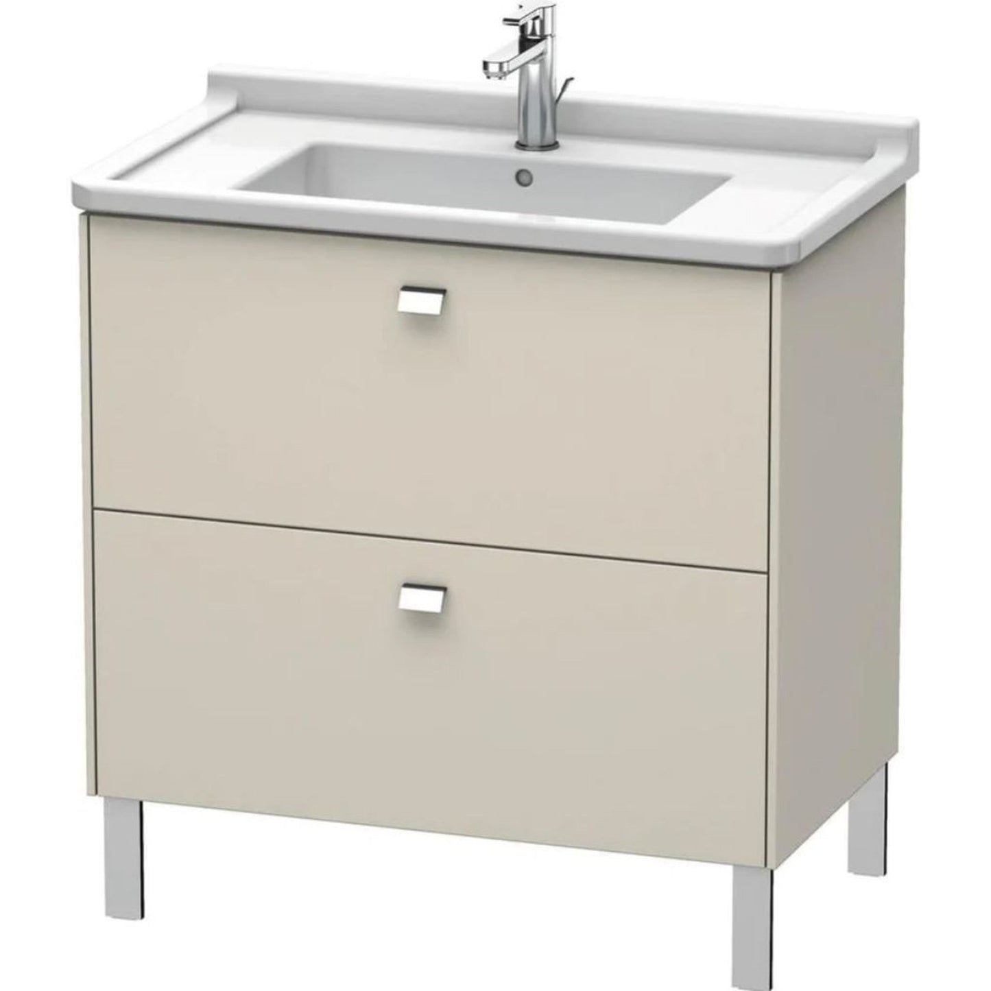 Duravit Brioso BR44220 32" x 27" x 18" Two Drawer Floor Standing Vanity Unit in Taupe and Chrome Handle